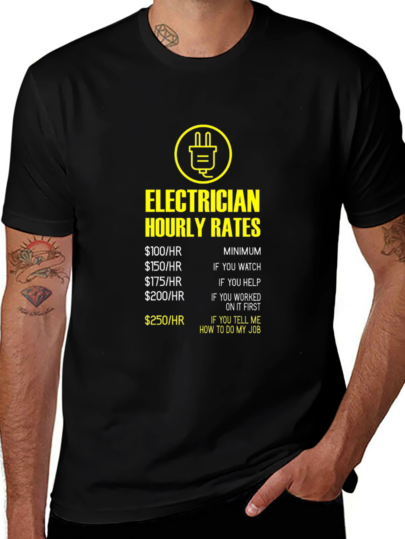 Variant 4 of Electrician Hourly Rates Funny T-Shirt