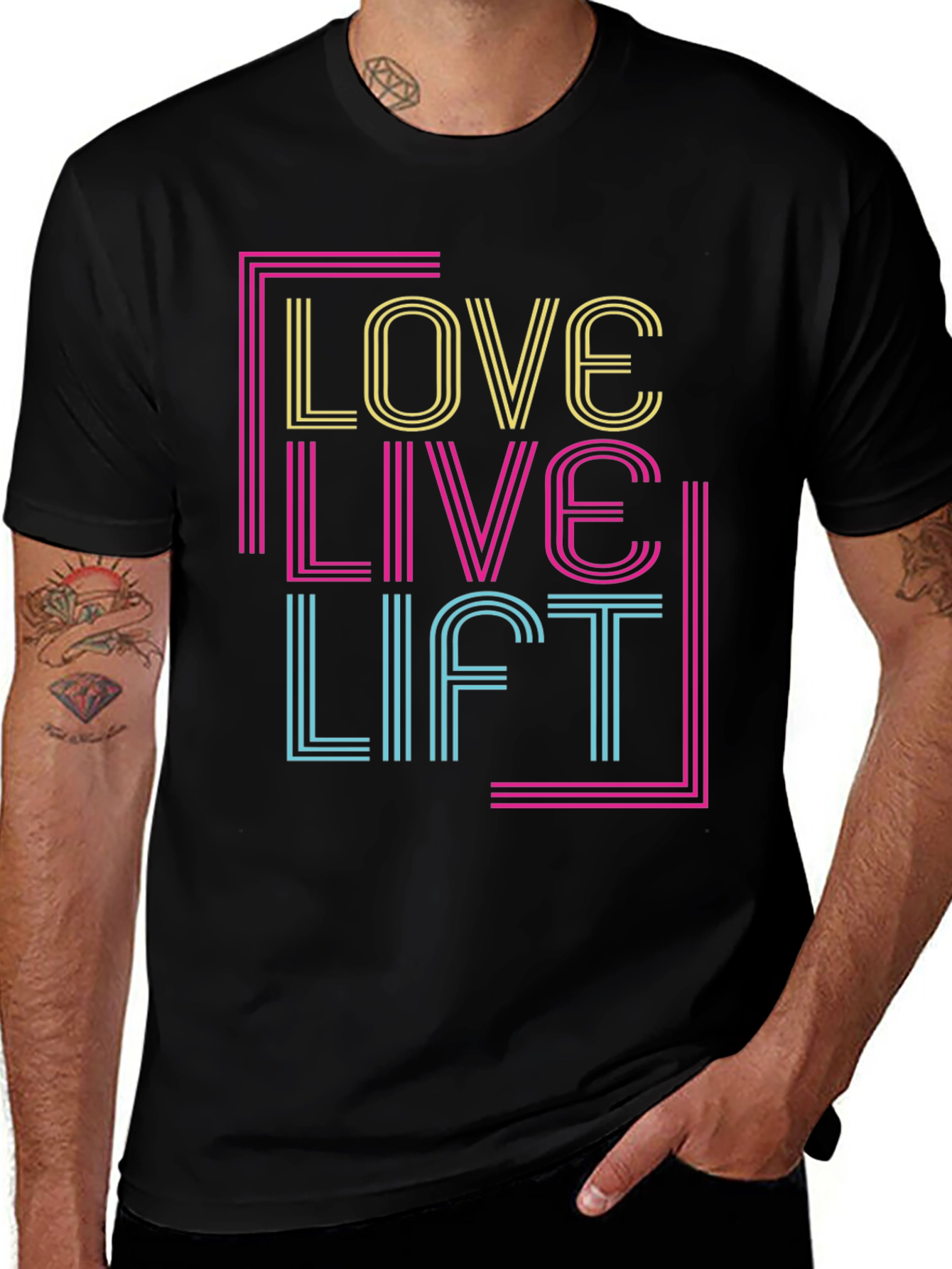 Variant 3 of Love Live Lift Graphic Tee - Black T-Shirt