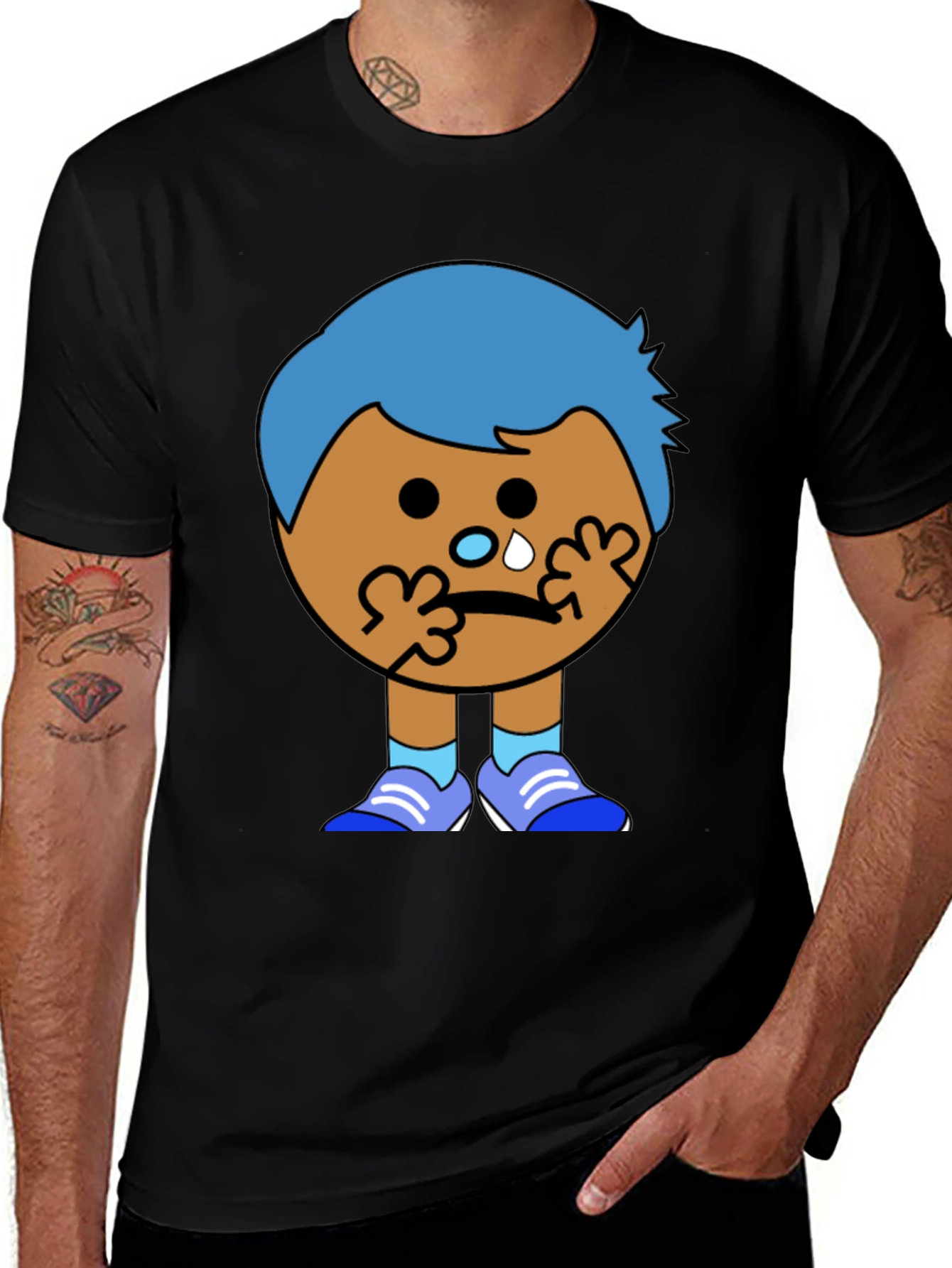 Variant 2 of Crying Cartoon Character Graphic T-Shirt