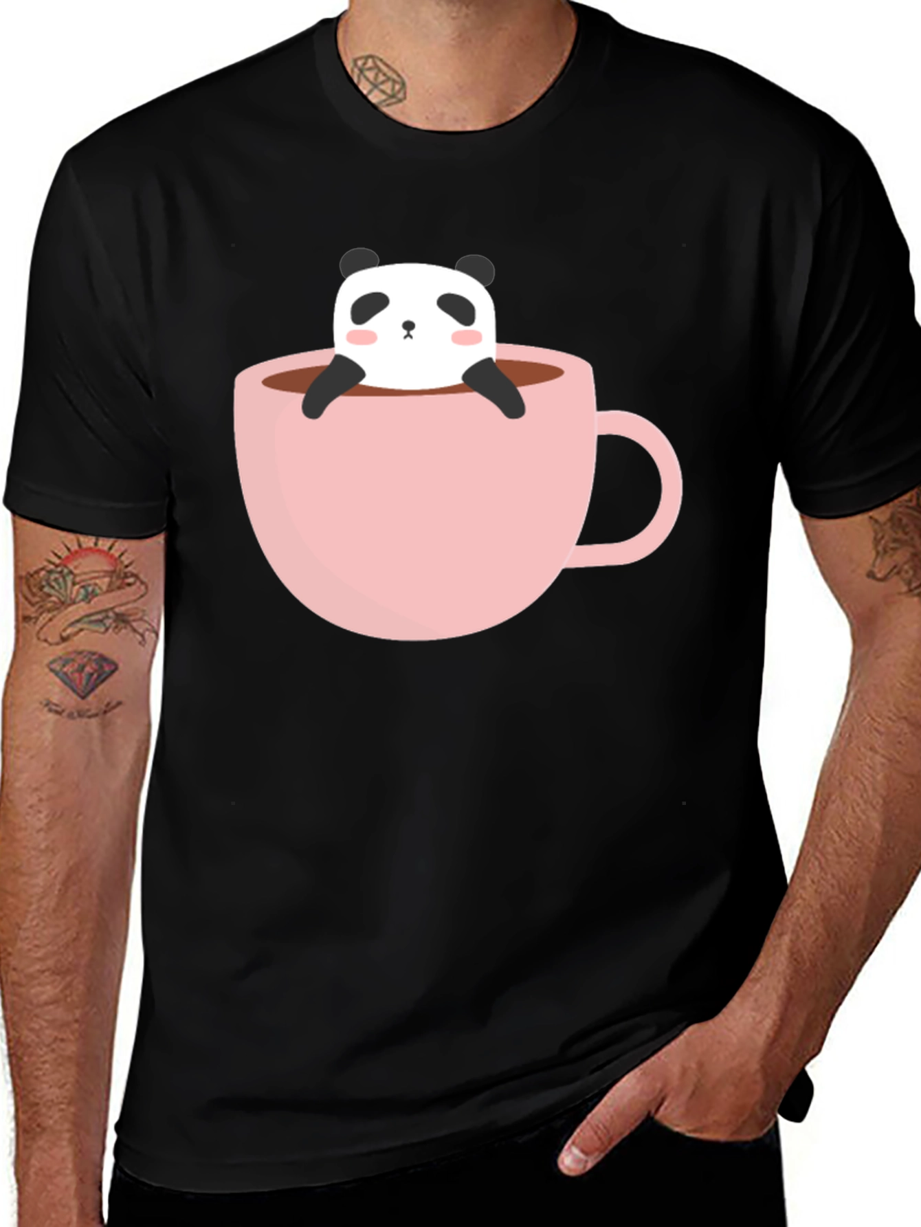 Variant 22 of Panda in a Cup Graphic Tee - Soft Black Shirt