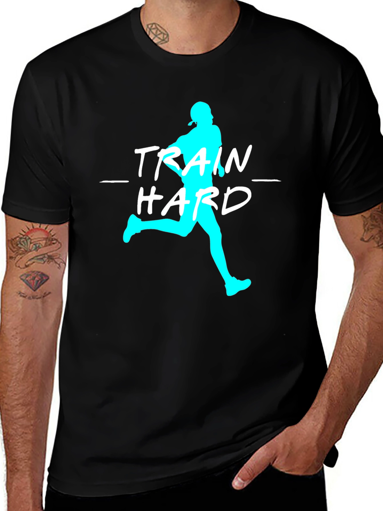 Variant 2 of Train Hard Graphic Tee - Athletic Black T-Shirt