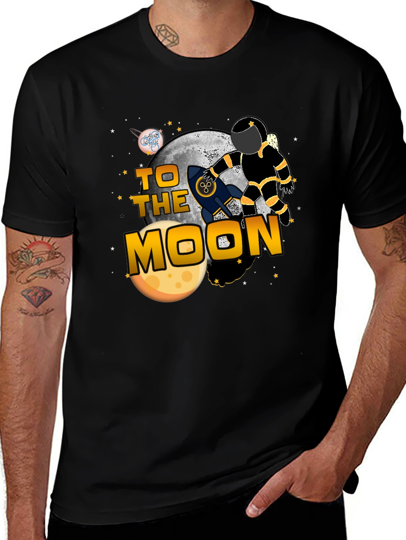 Variant 30 of To the Moon Black Graphic T-Shirt