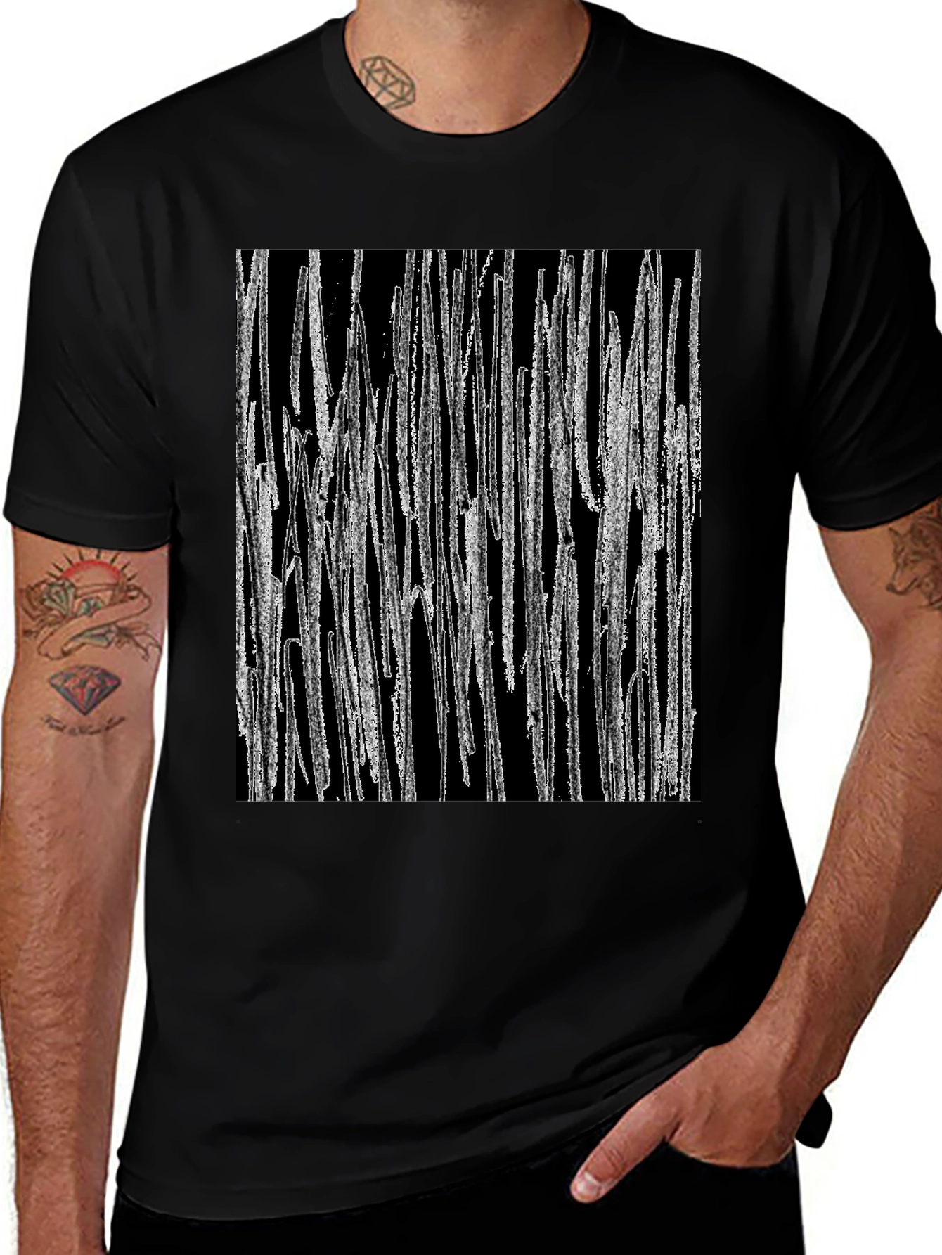 Variant 7 of Abstract Line Art Black T-Shirt