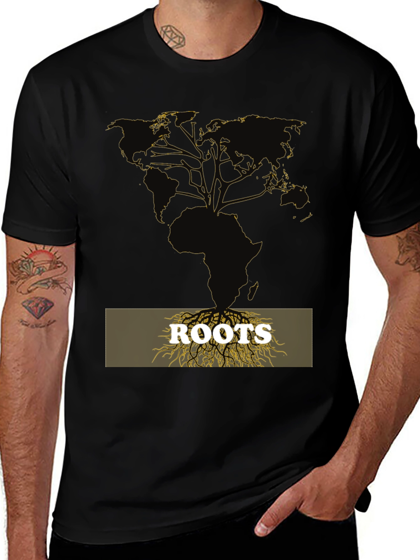 Variant 25 of Roots Around The World Graphic Tee - Black