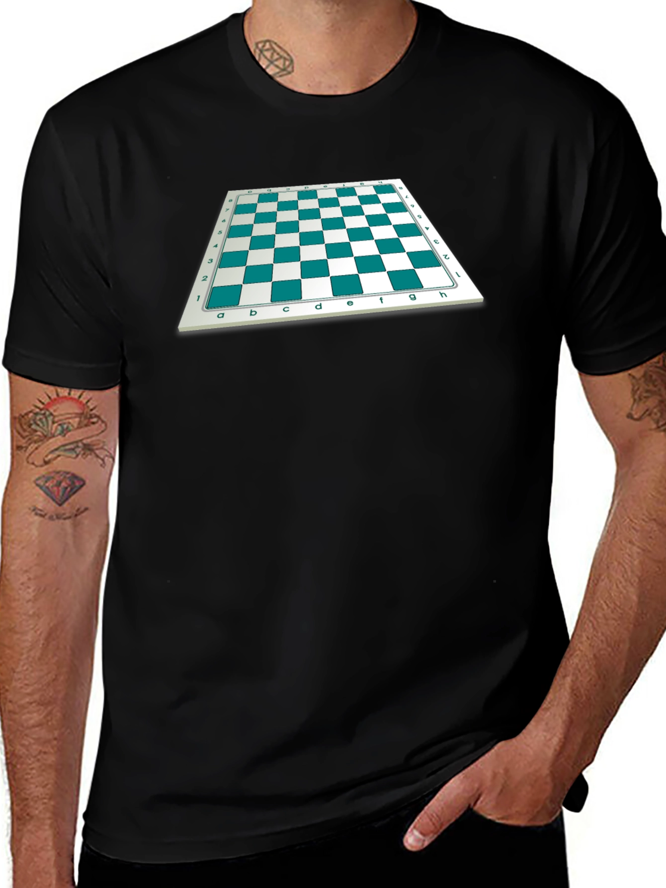 Variant 17 of Chessboard Graphic Tee - Black Cotton T-Shirt