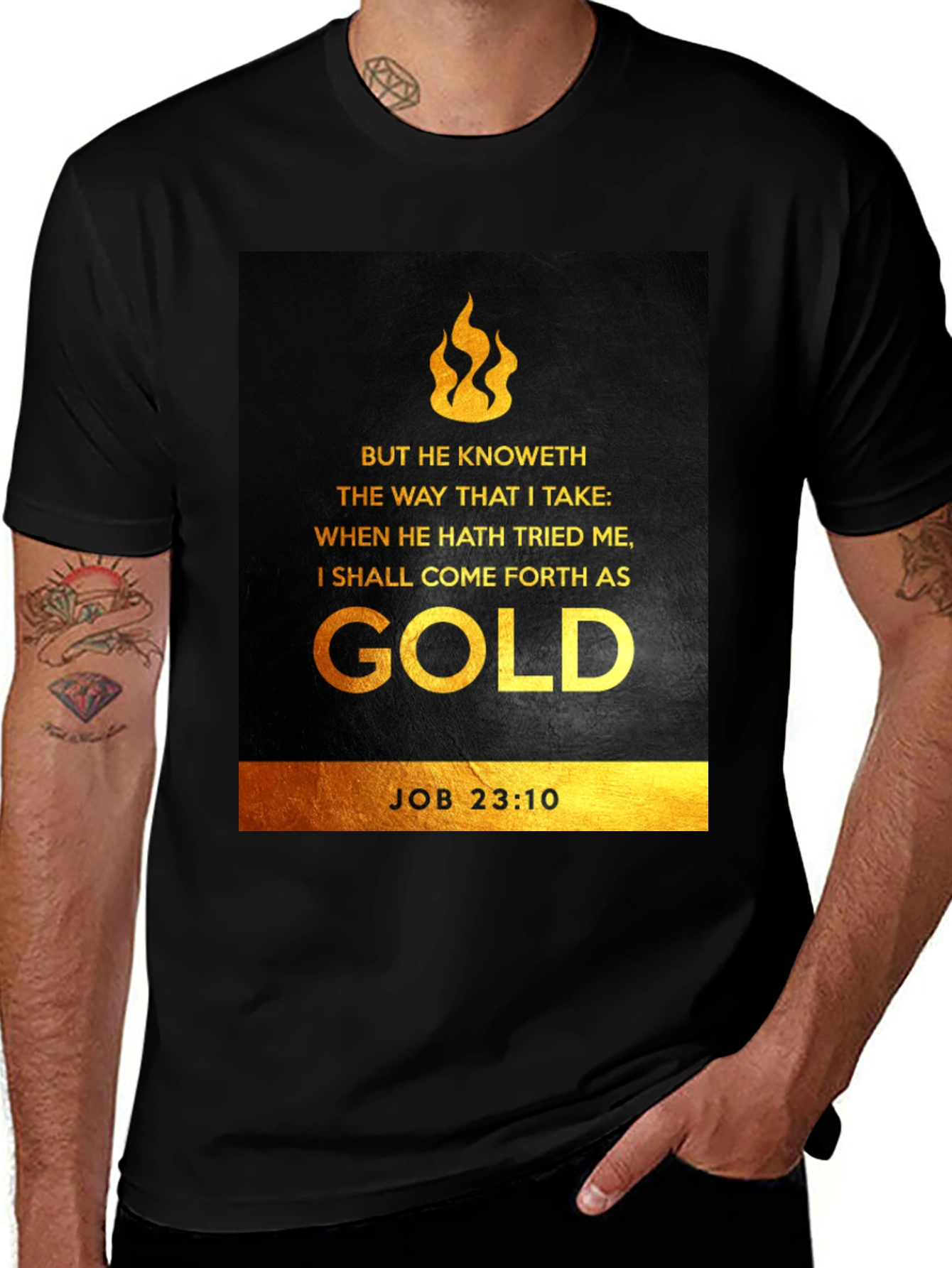 Variant 22 of But He Knoweth T-Shirt: Bible Verse Job 23:10 Tee