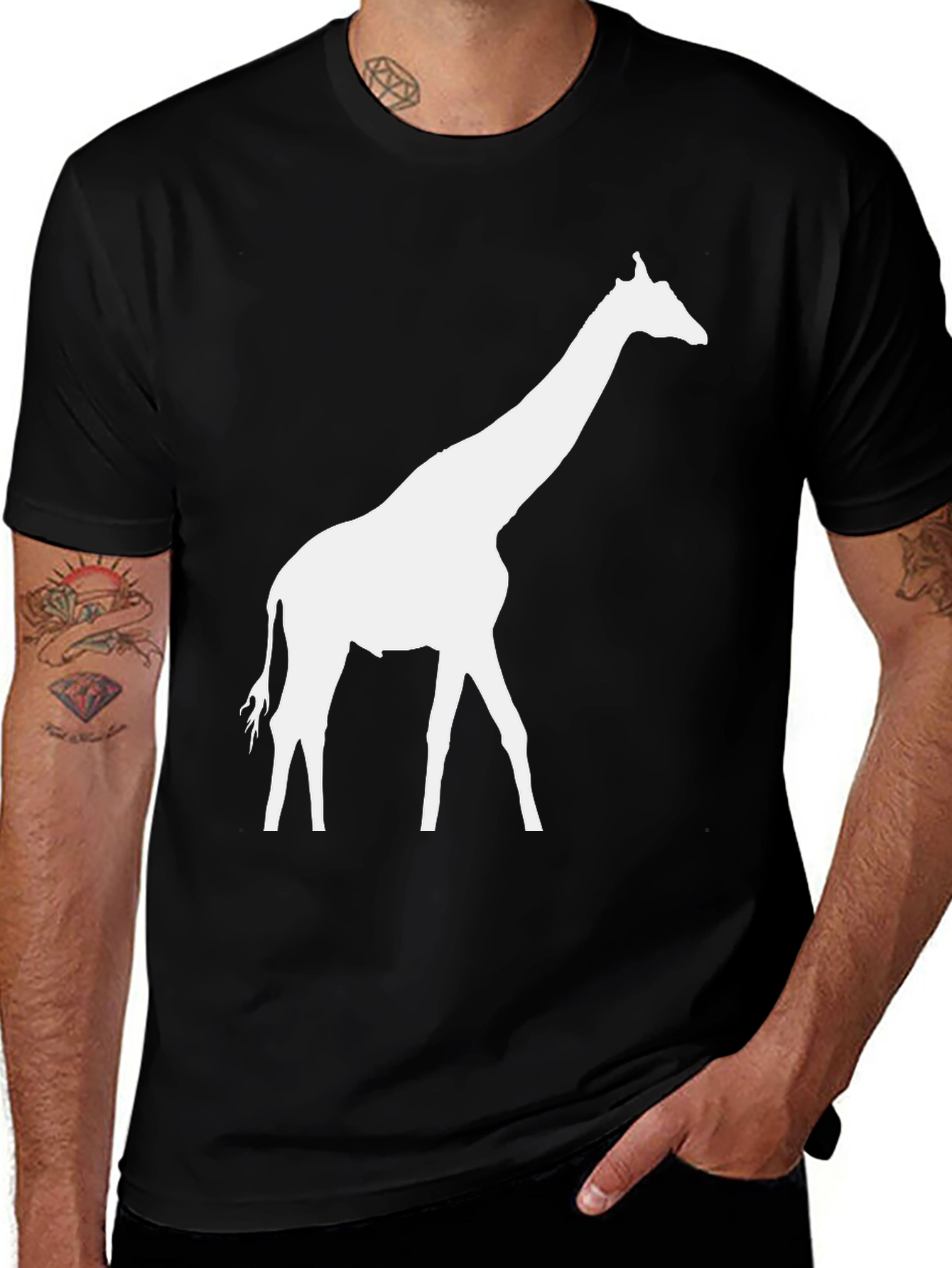 Variant 30 of Giraffe Silhouette Graphic Tee - Black