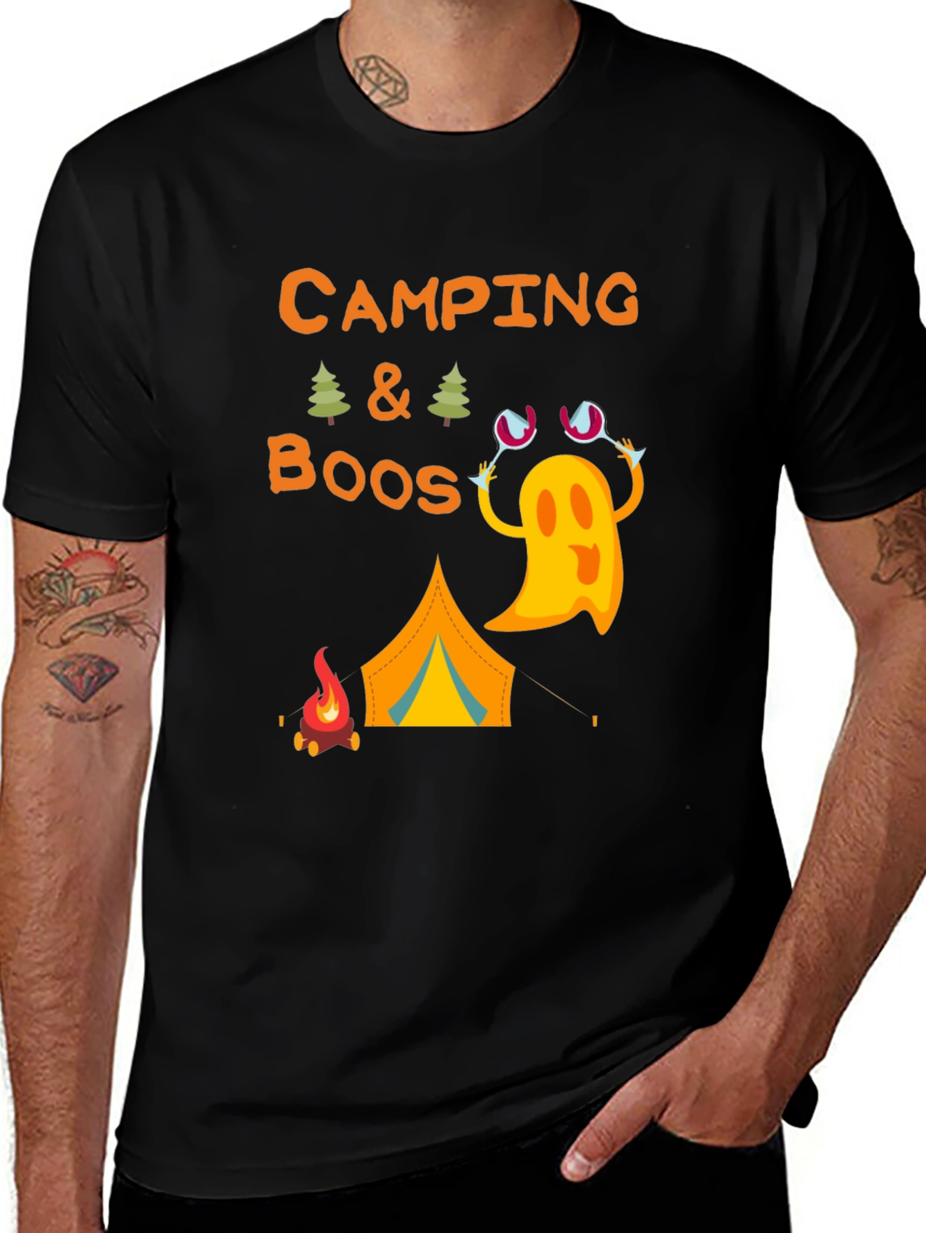 Variant 30 of Camping & Boos Graphic T-Shirt, Halloween Party