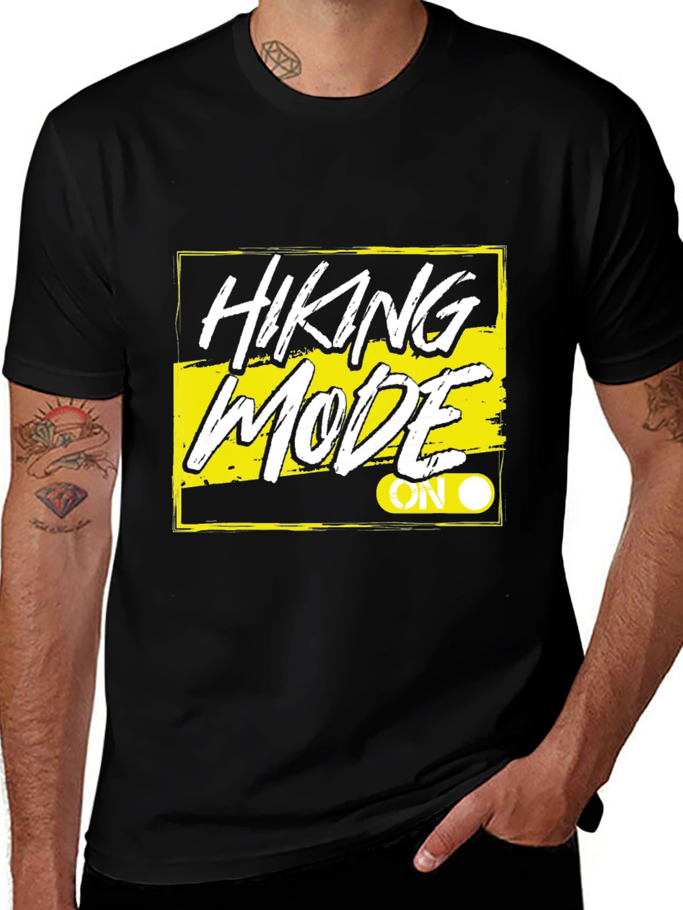 Variant 19 of Hiking Mode On Black T-Shirt