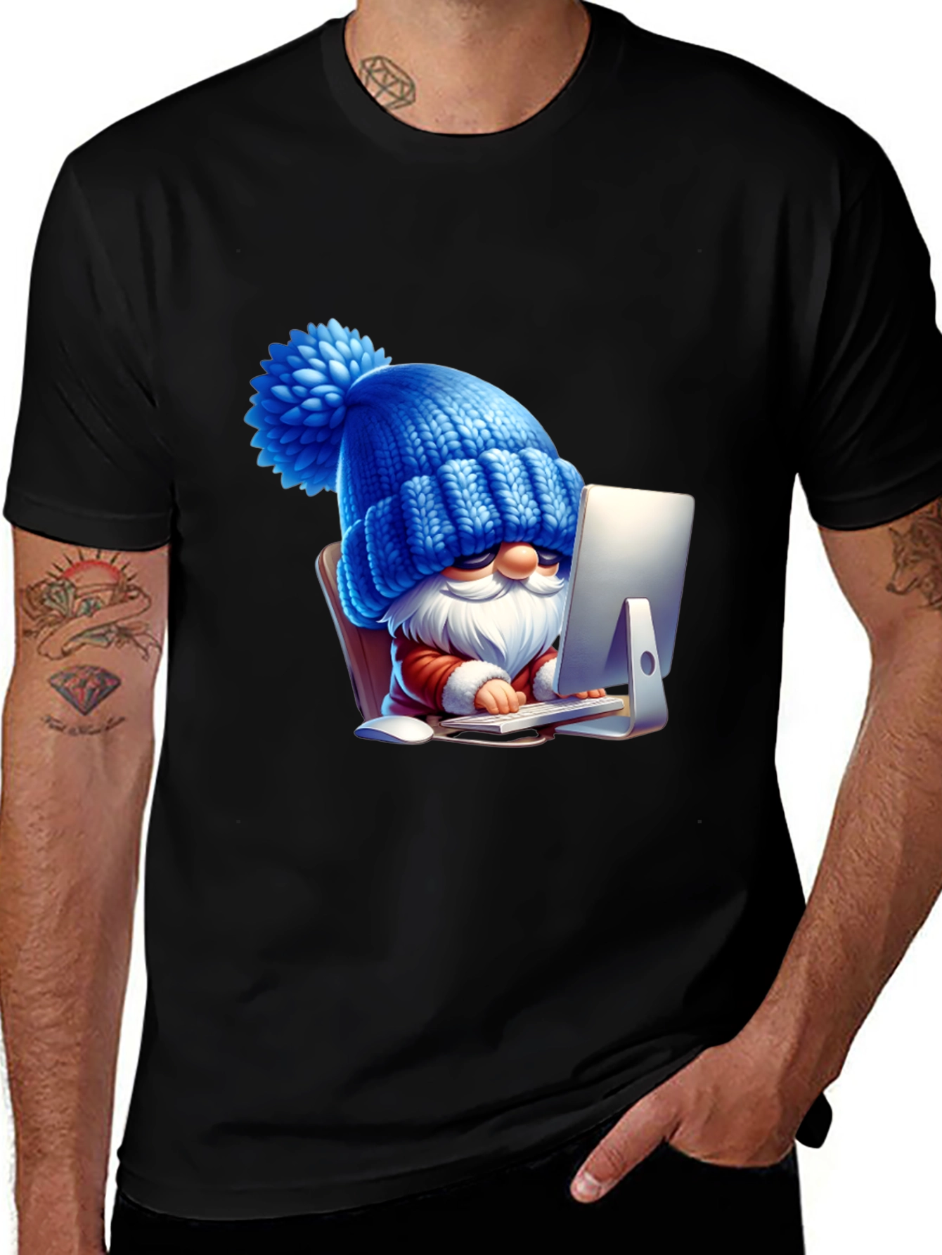 Funny Gnome Black T-Shirt