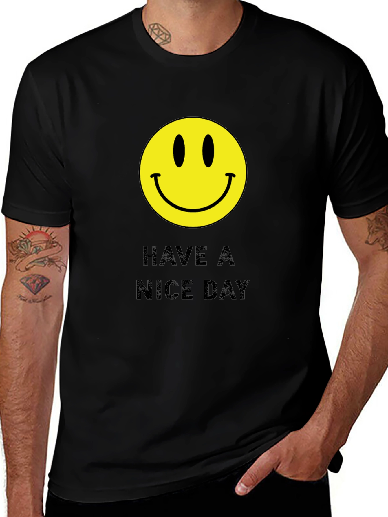 Variant 14 of Have a Nice Day Smiley Face Black T-Shirt