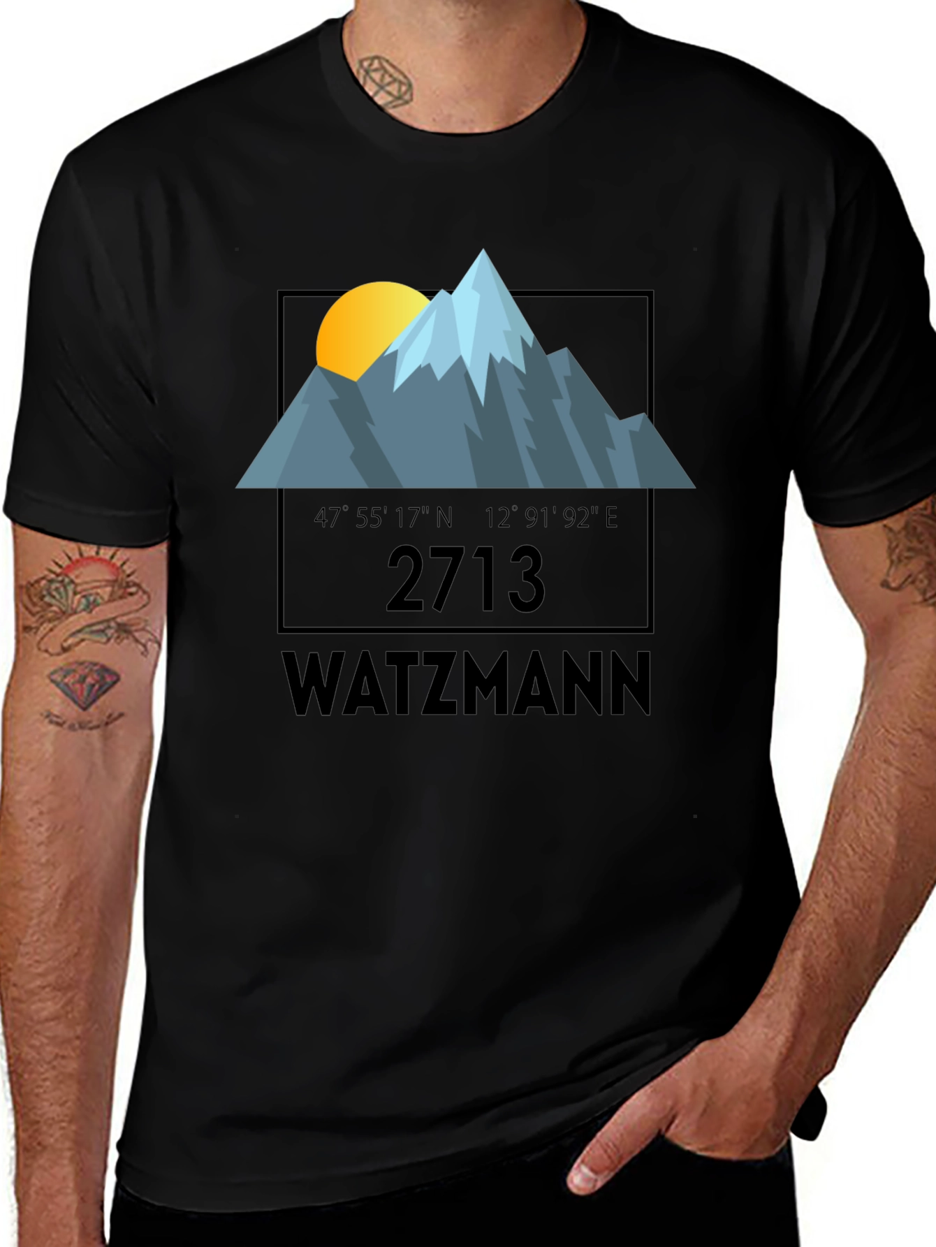 Variant 7 of Watzmann Mountain Graphic Tee - Black