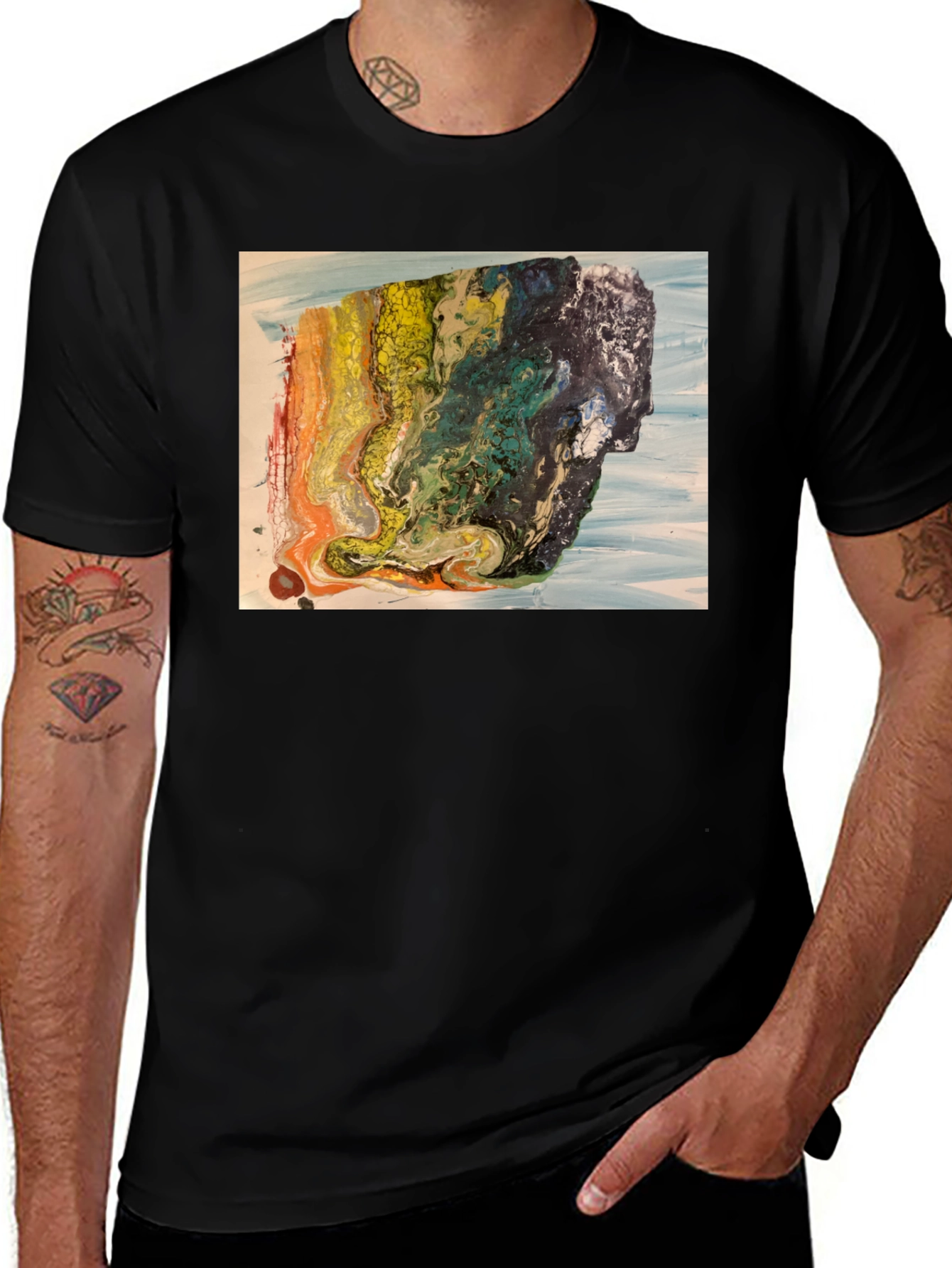 Variant 15 of Abstract Art Print Black T-Shirt