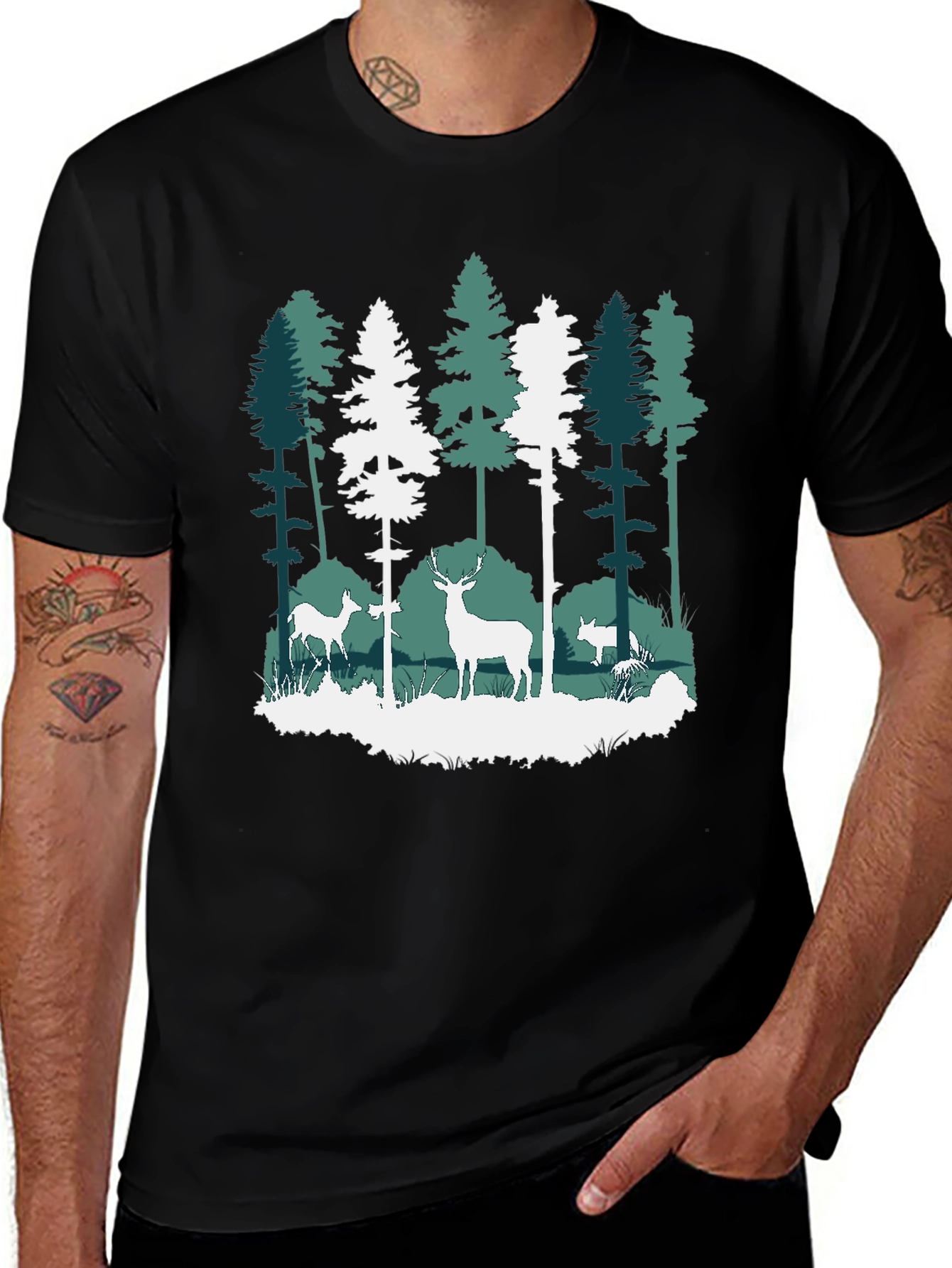 Variant 22 of Nature Deer Forest Graphic Tee