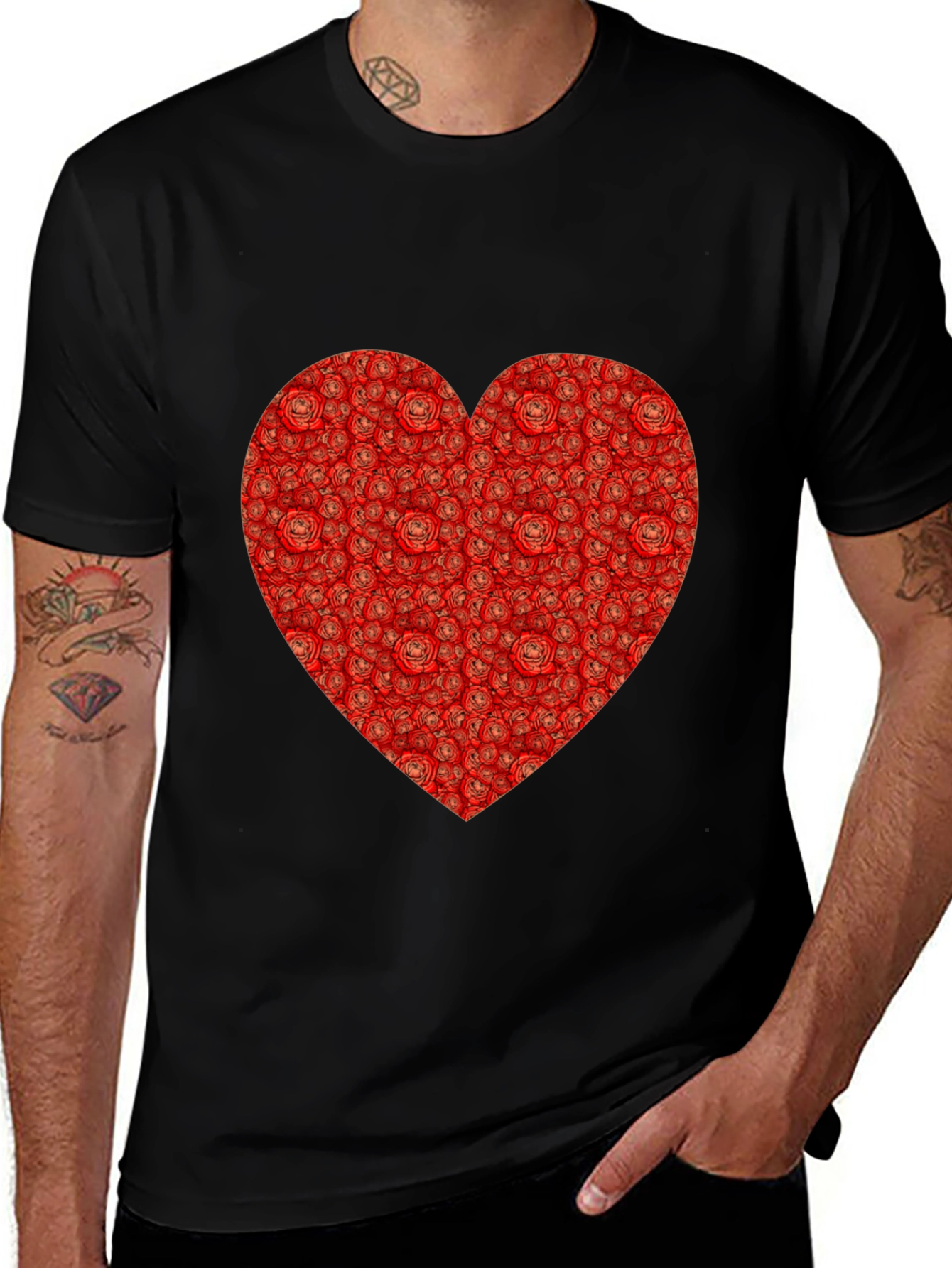 Variant 25 of Rose Heart T-Shirt - Romantic Black Tee