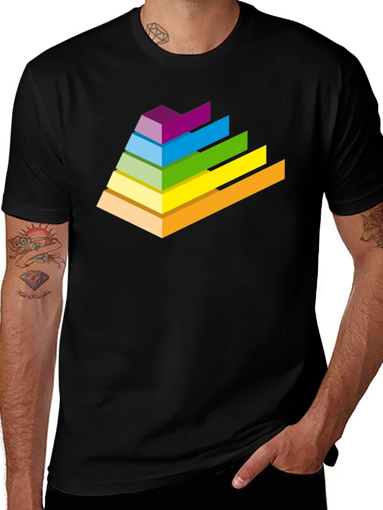Variant 9 of Retro Pyramid T-Shirt - Black Graphic Tee