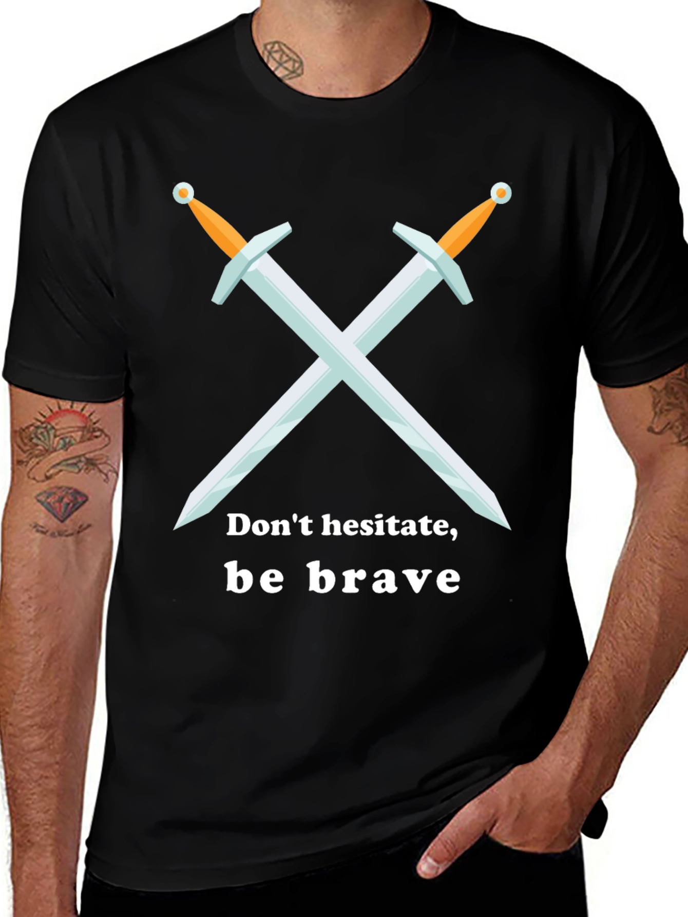 Variant 8 of Be Brave T-Shirt Sword Graphic Tee - Black