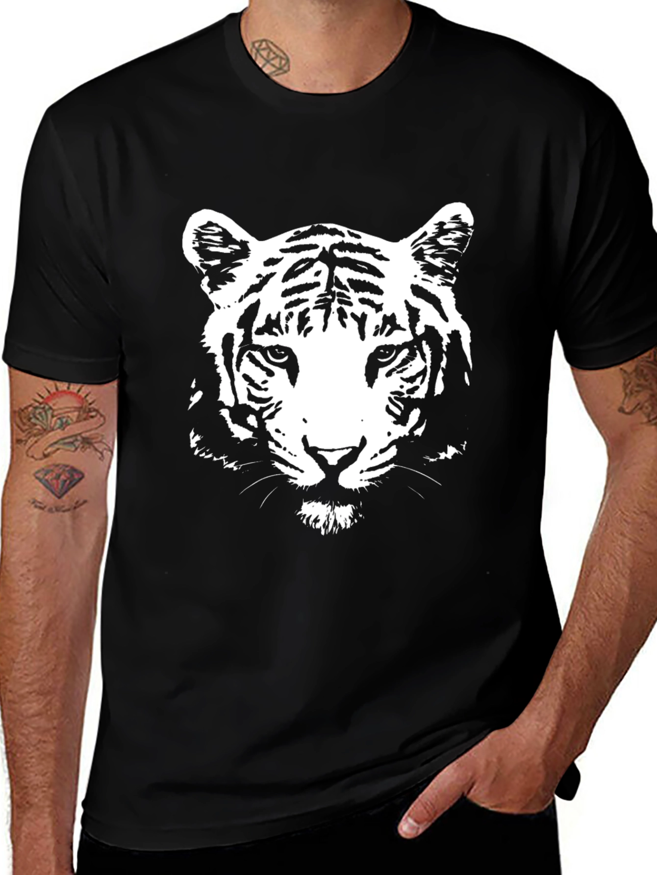 Variant 12 of Black Tiger Graphic Tee - Stylish Men's T-Shirt