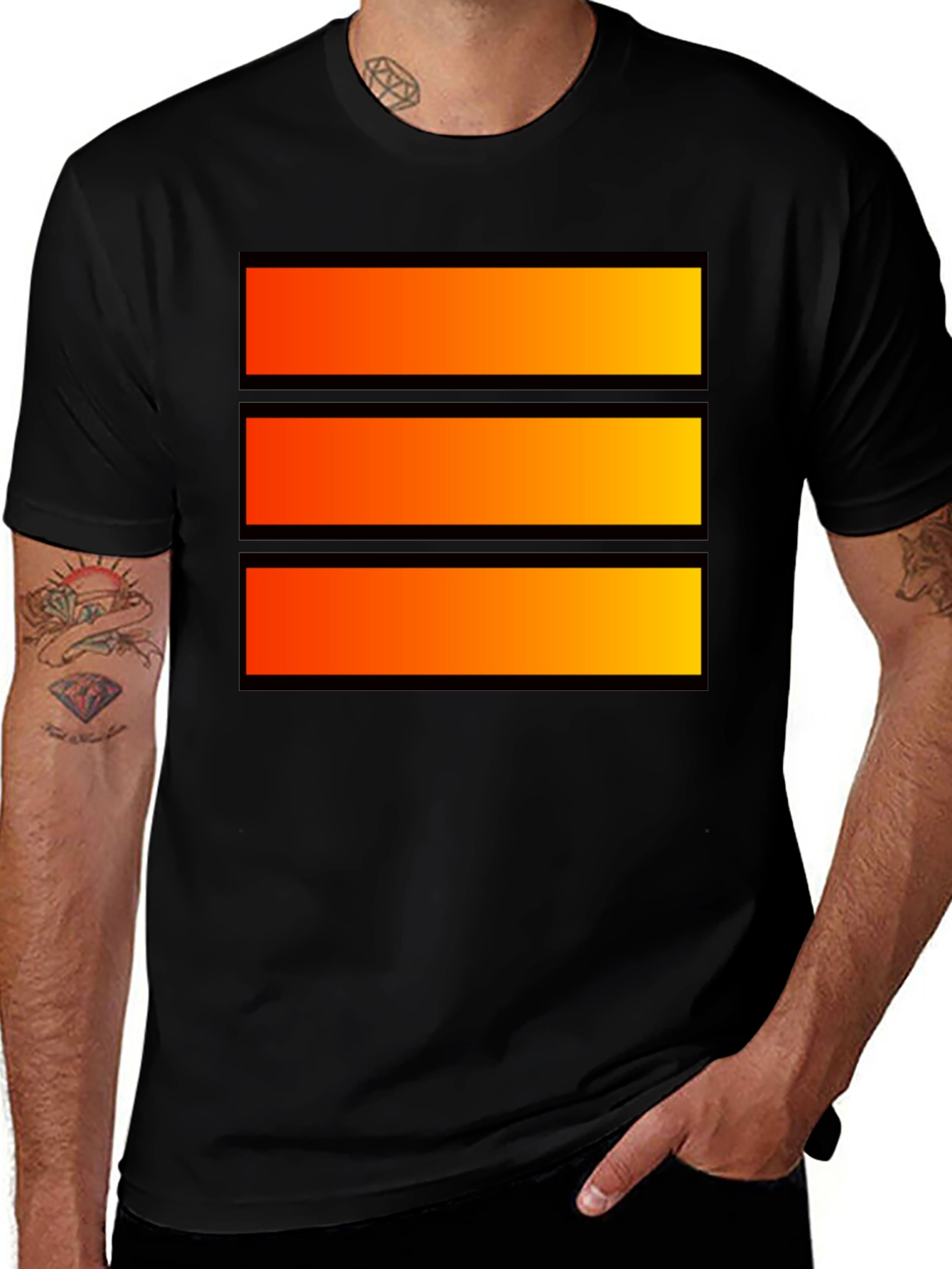 Variant 3 of Bold Graphic Tee - Orange Stripe Design