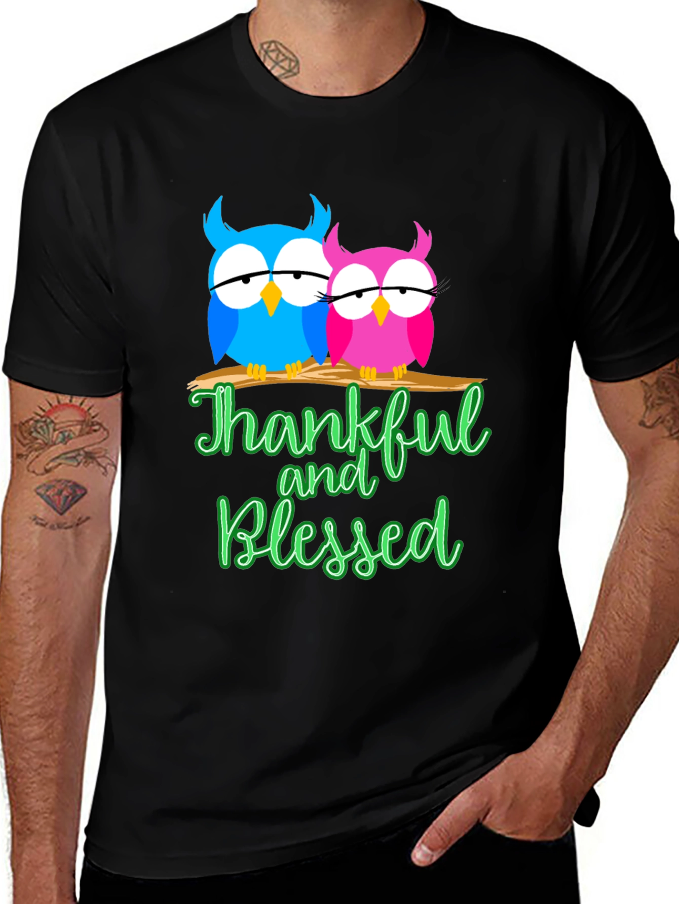Variant 30 of Thankful & Blessed Owls Graphic Tee