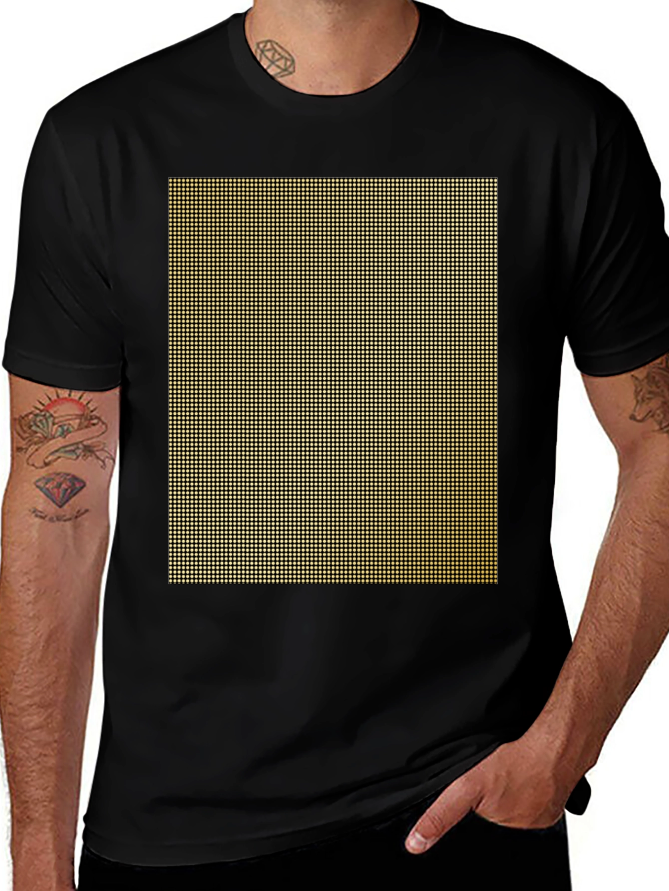 Variant 14 of Geometric Grid Black T-Shirt