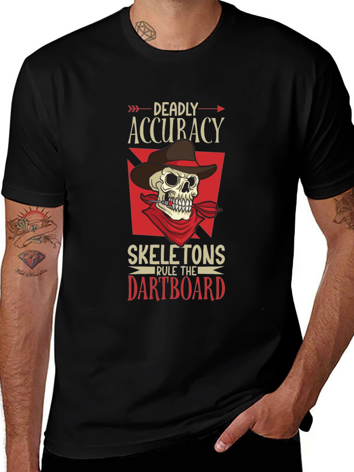 Variant 21 of Deadly Accuracy Dartboard Skeleton Graphic Tee