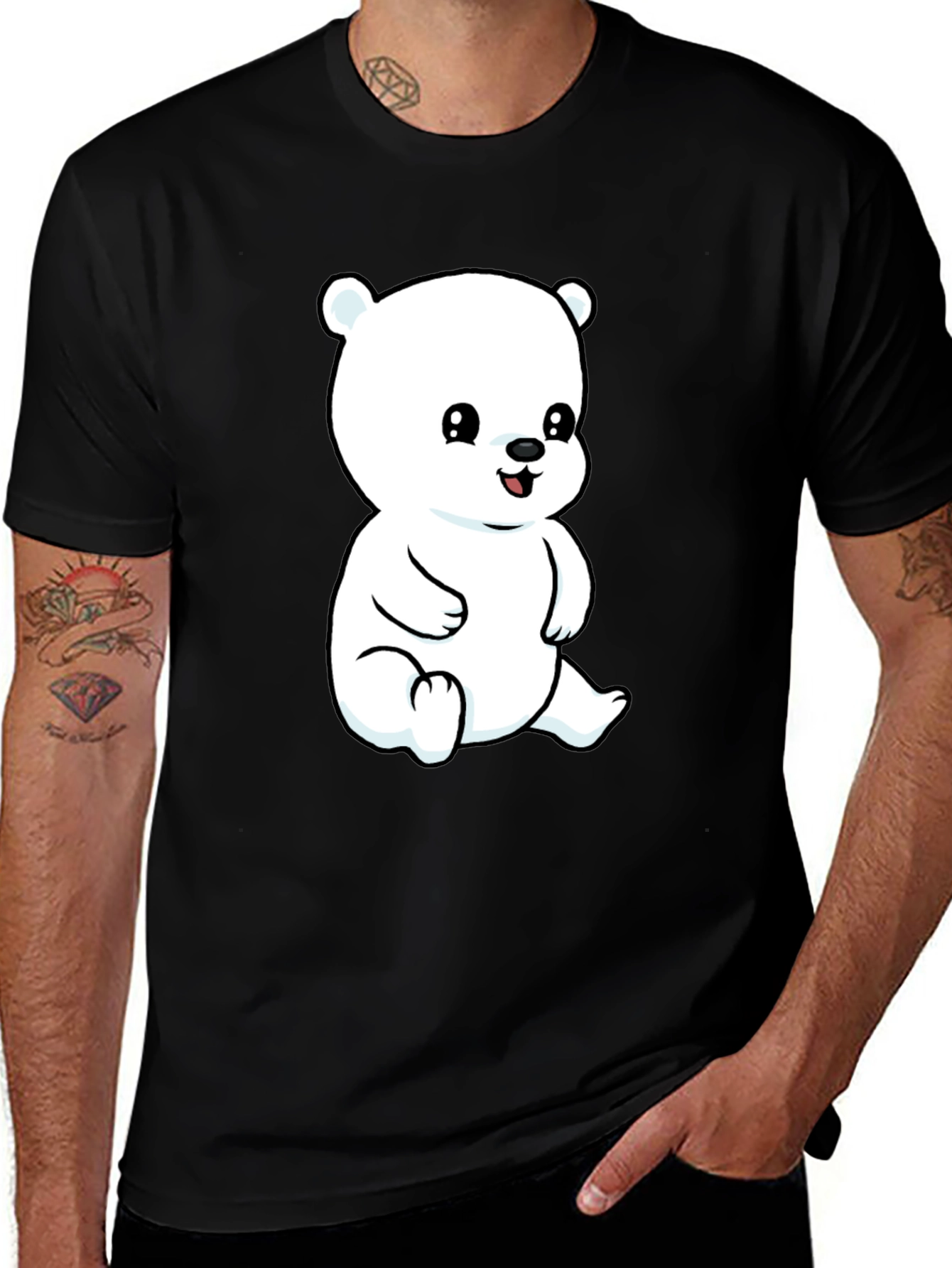 Variant 5 of Cute Polar Bear Graphic T-Shirt - Black