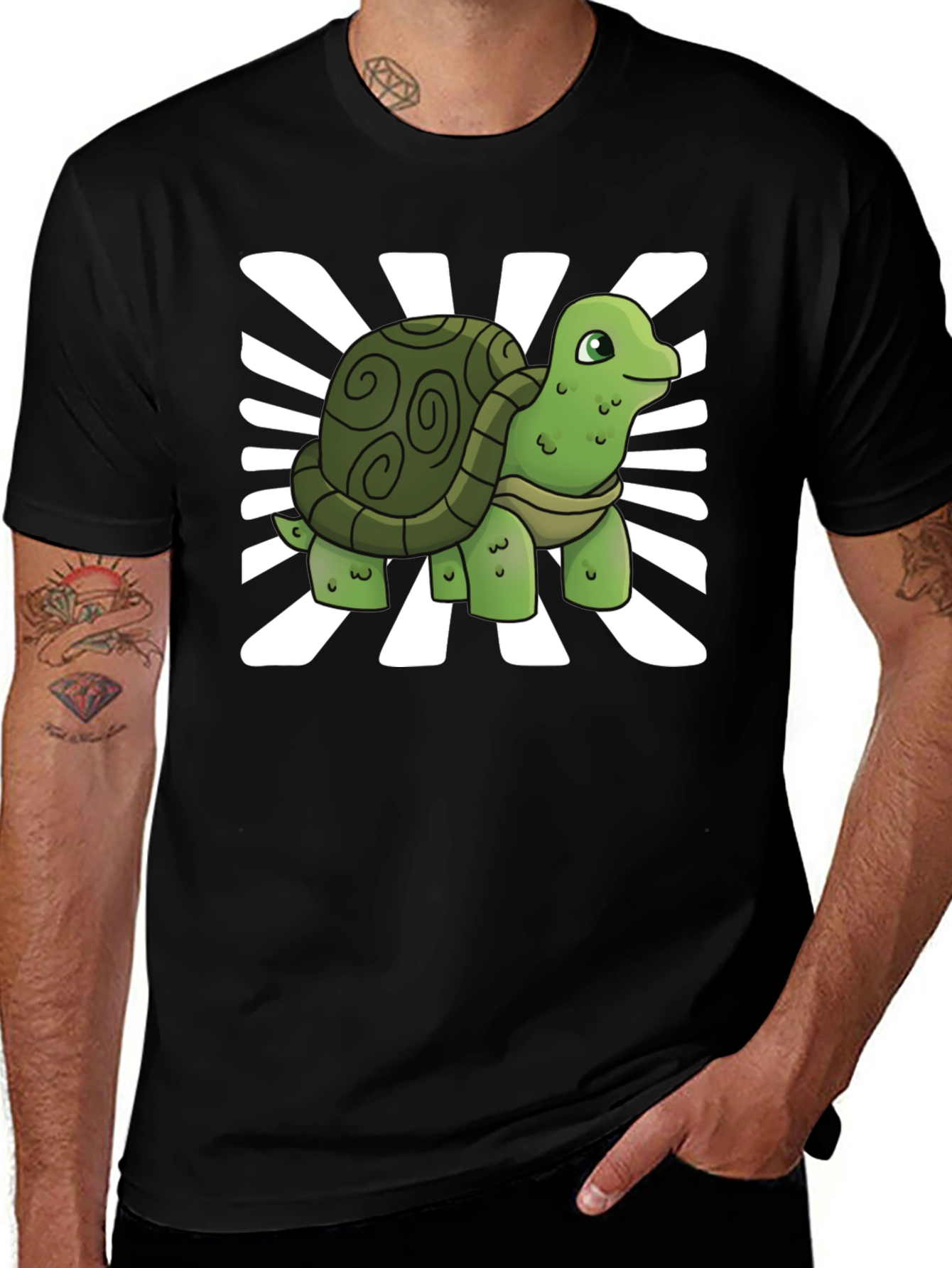 Variant 19 of Cute Turtle Graphic Tee - Black Unisex T-Shirt