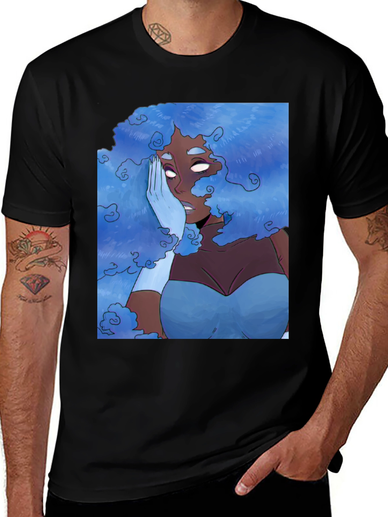 Variant 6 of Cool Cloud Girl Graphic Tee - Unique Artistic Design