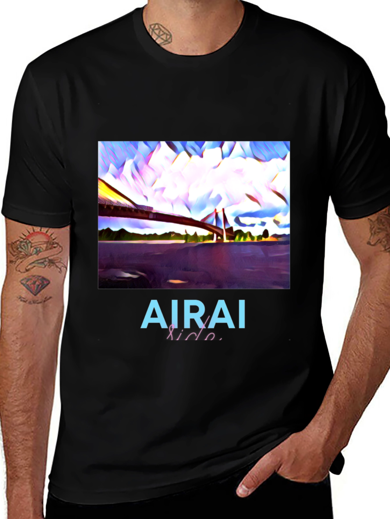 Variant 24 of AIRAI Kido Abstract Bridge Black T-Shirt
