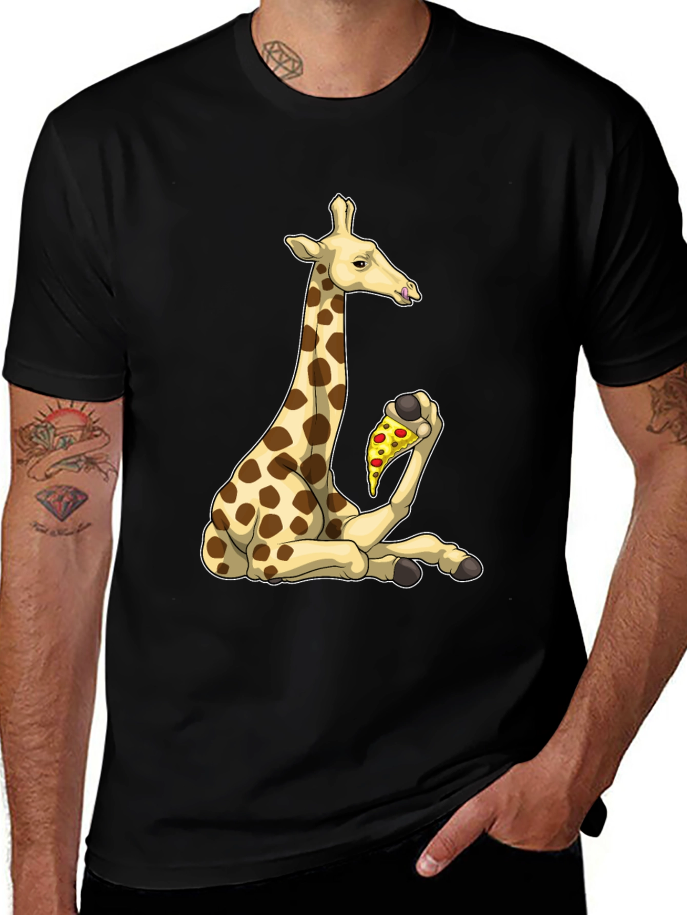 Variant 19 of Giraffe Pizza T-Shirt - Unique Graphic Tee