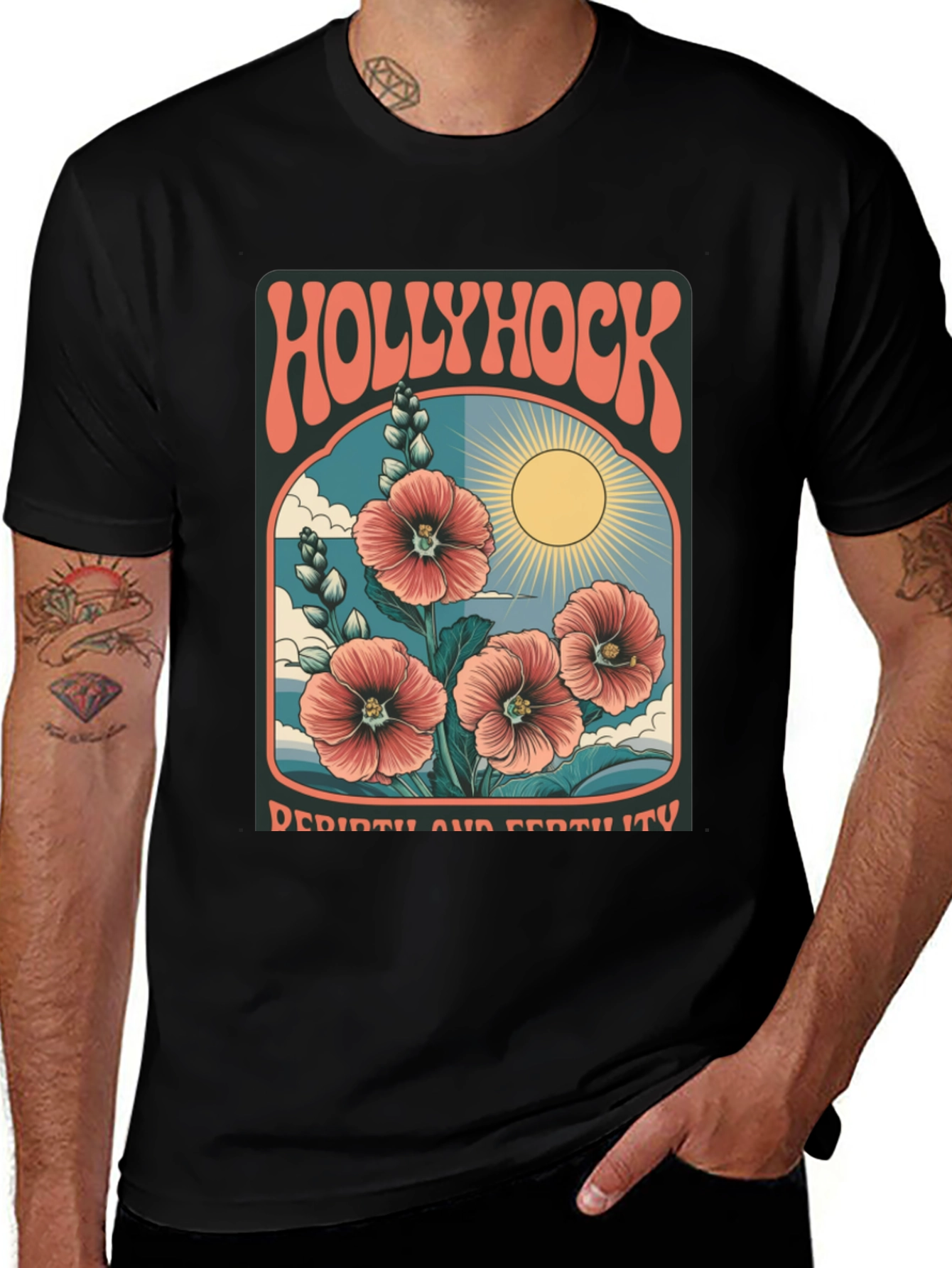 Variant 27 of Retro Hollyhock Graphic Tee