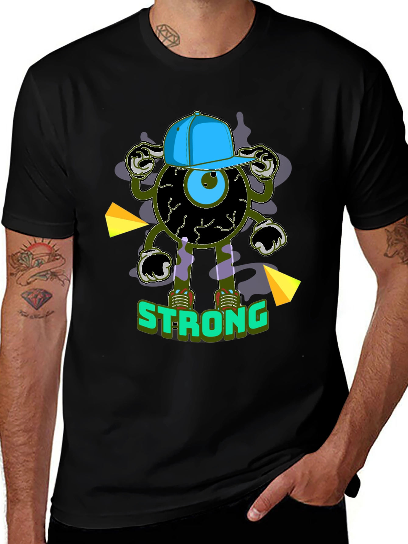 Variant 27 of Strong Eyeball Graphic Tee - Black Cotton