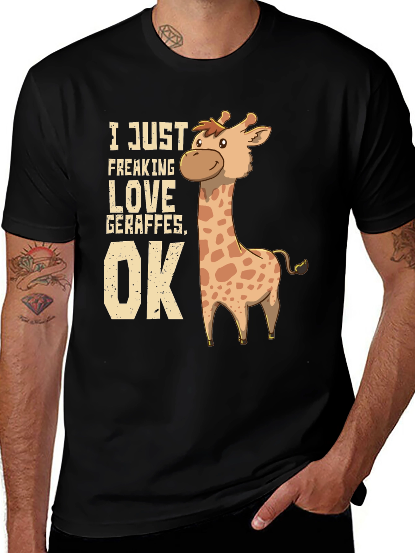 Variant 3 of I Love Giraffes OK Black T-Shirt