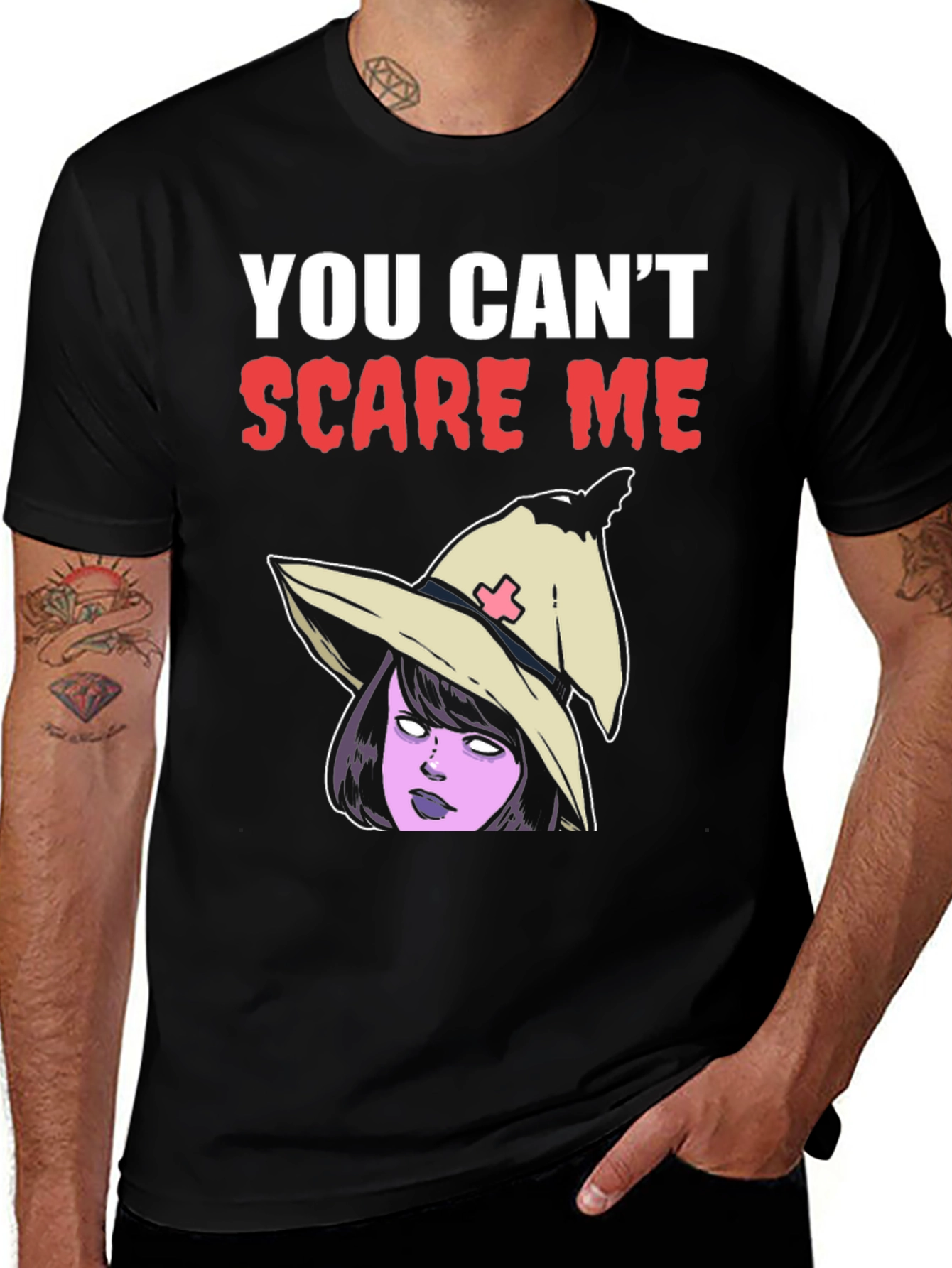 Variant 30 of You Can't Scare Me T-Shirt - Halloween Witch Graphic Tee