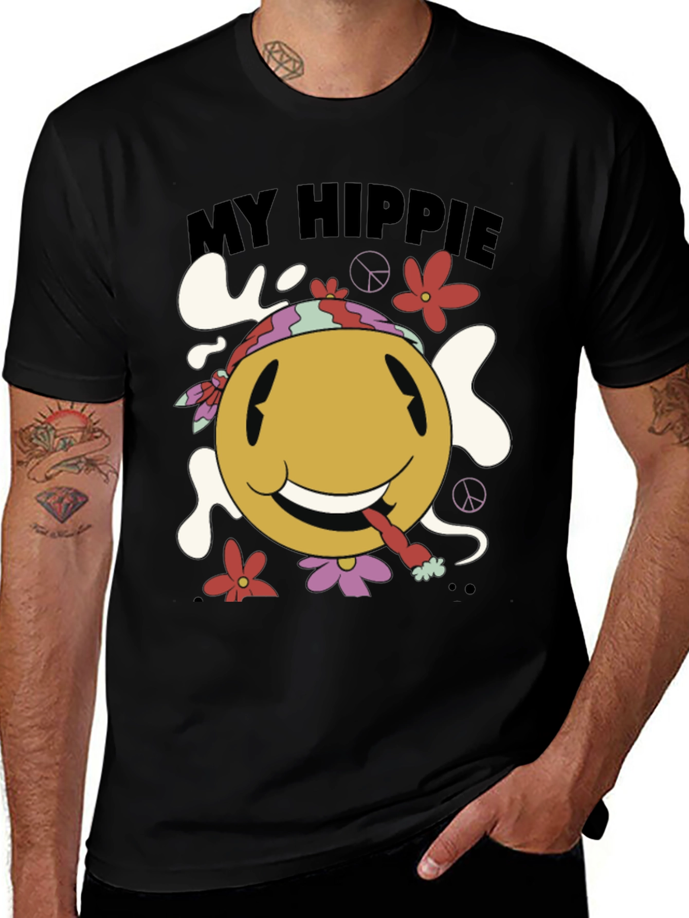 Variant 18 of My Hippie Graphic Tee - Retro Smiley Face T-Shirt
