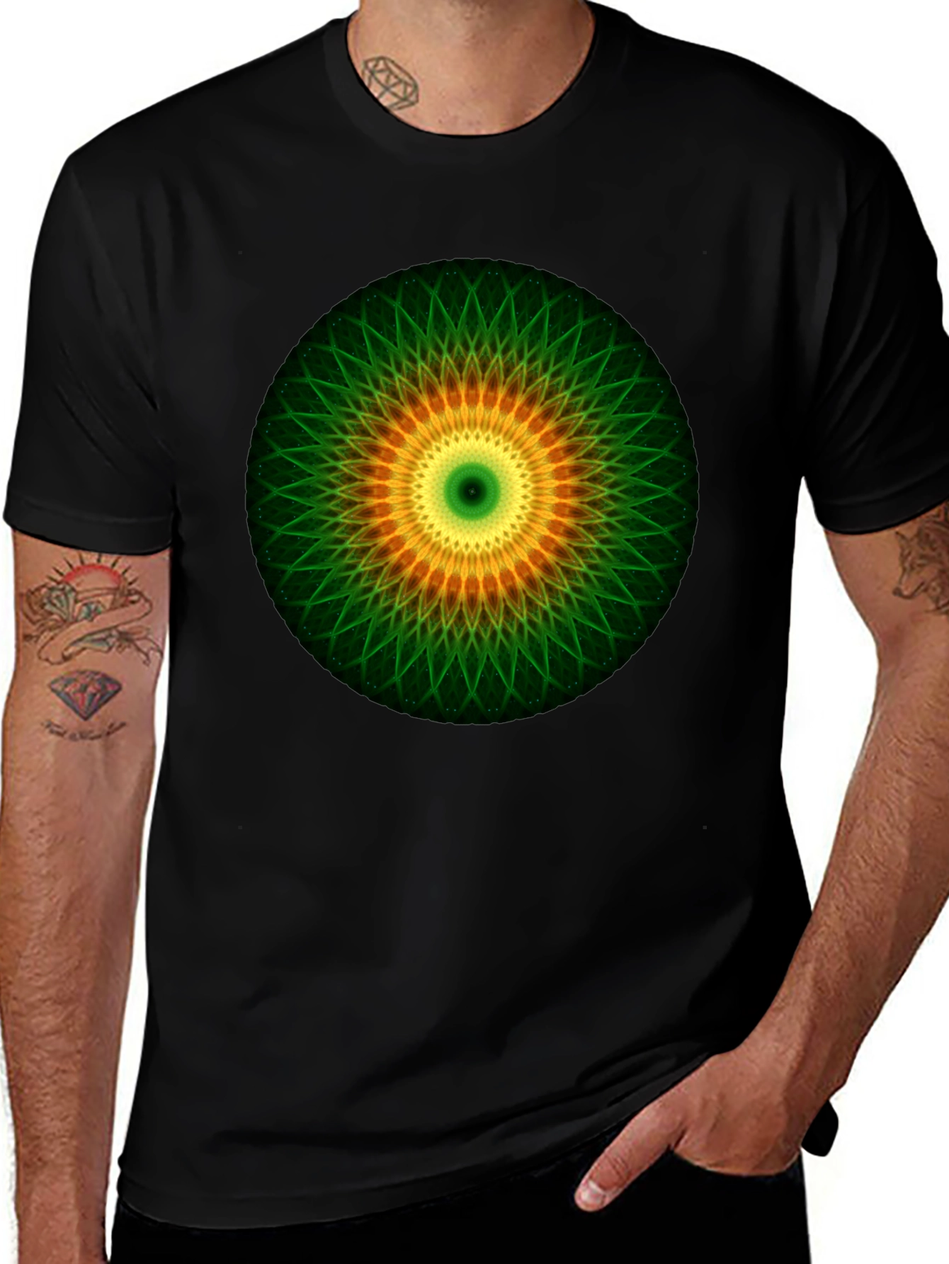 Variant 4 of Mandala Graphic Print T-Shirt - Black