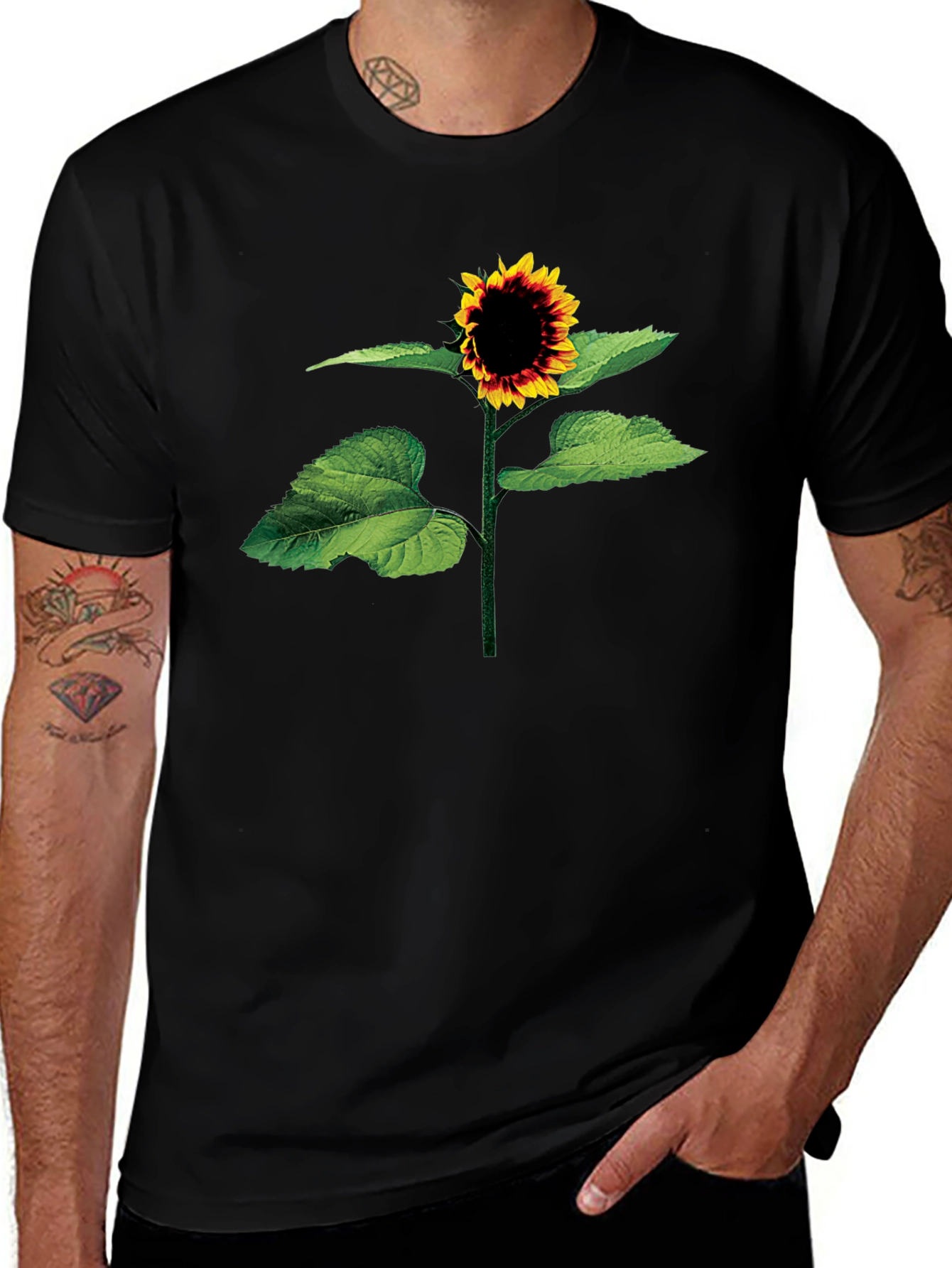 Variant 16 of Sunflower Graphic Tee - Stylish Black T-Shirt