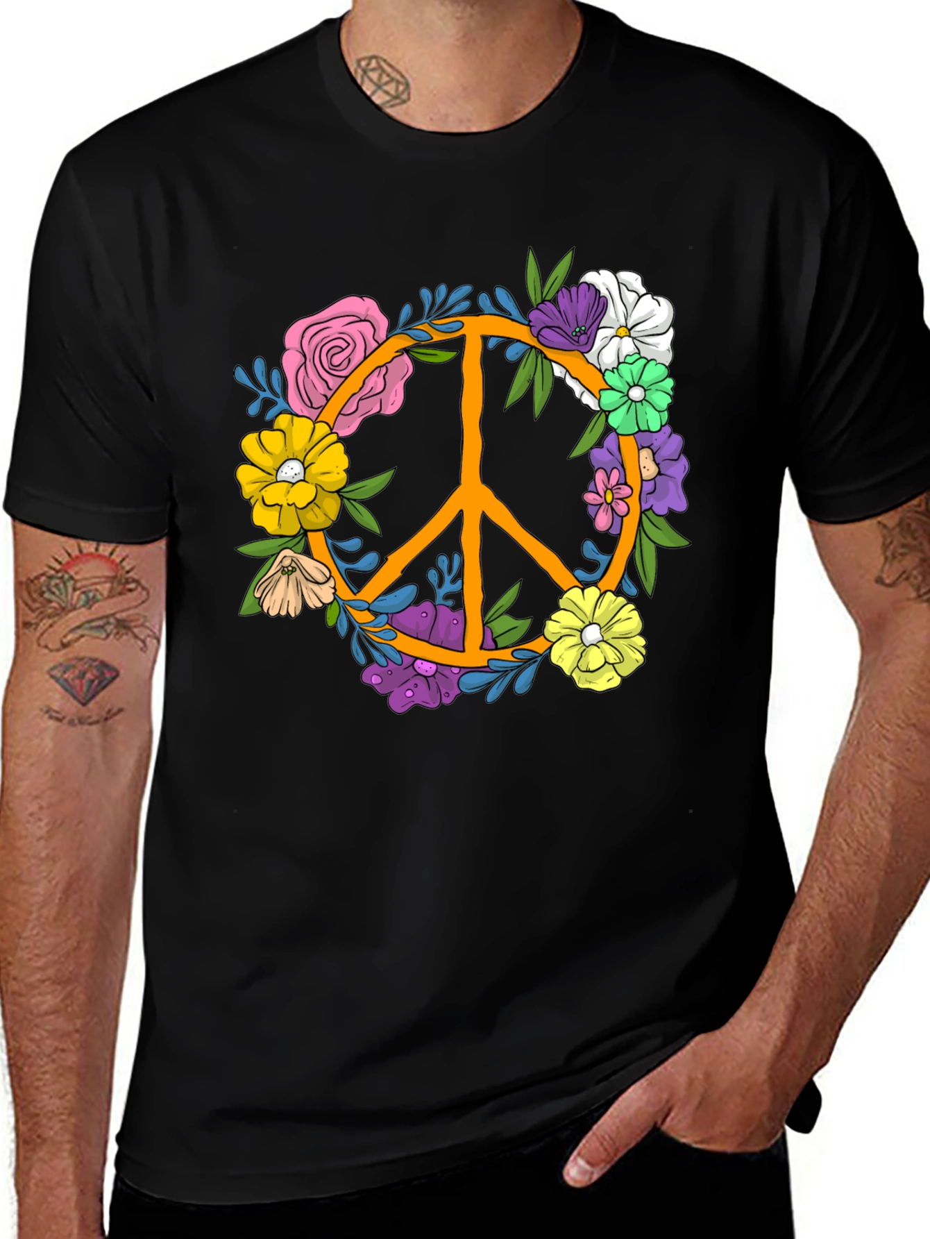 Variant 8 of Floral Peace Sign Graphic Tee