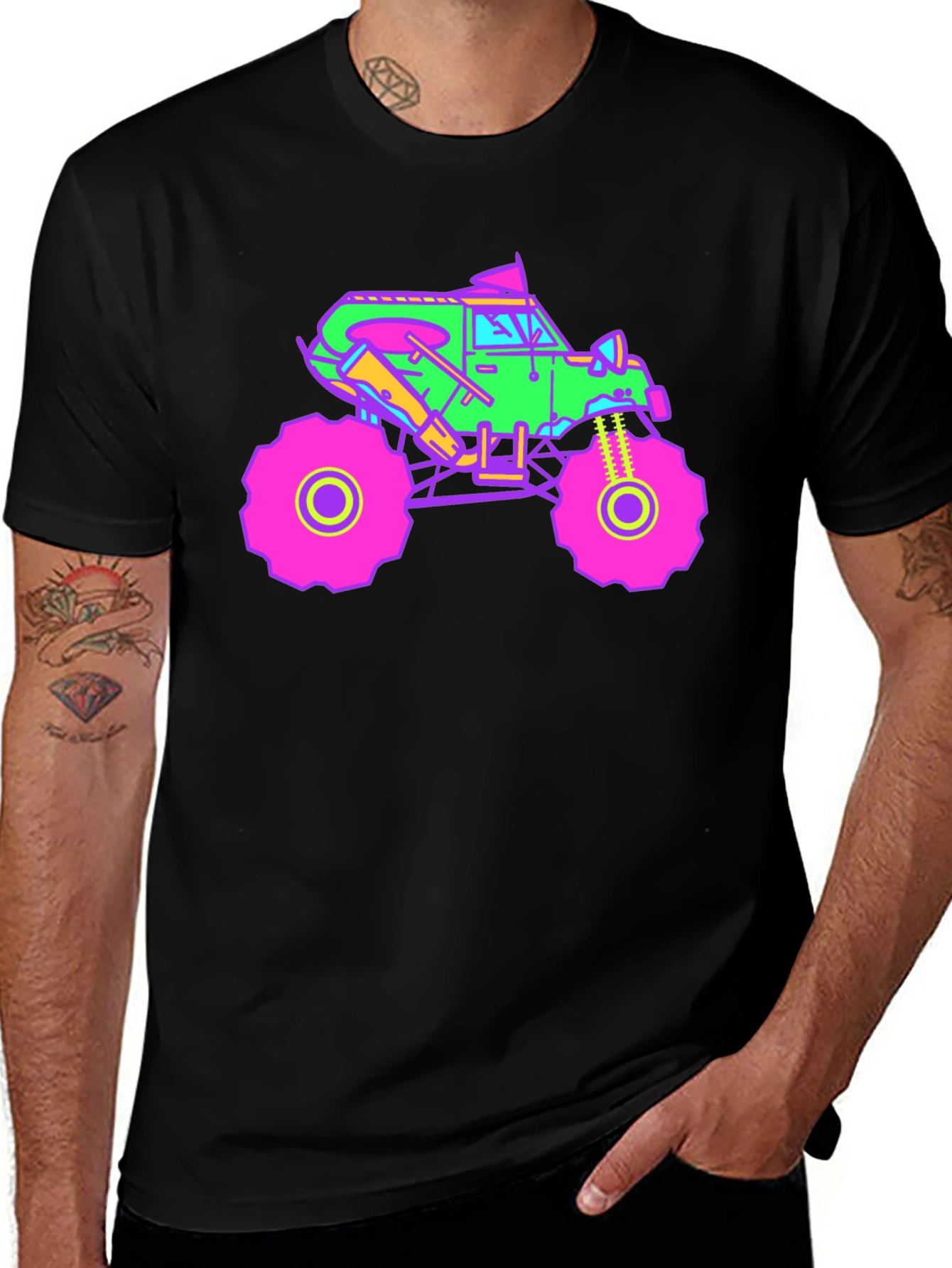 Black Vibrant Monster Truck Graphic T-Shirt main image
