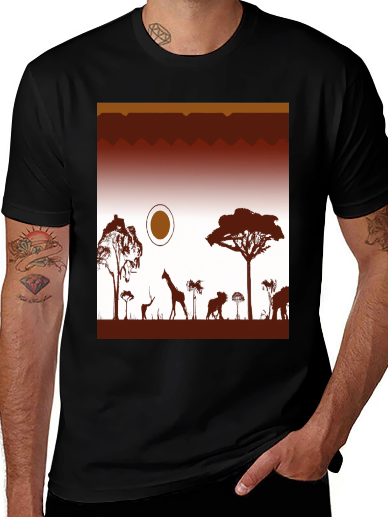 Variant 22 of African Savannah Graphic Tee - Black