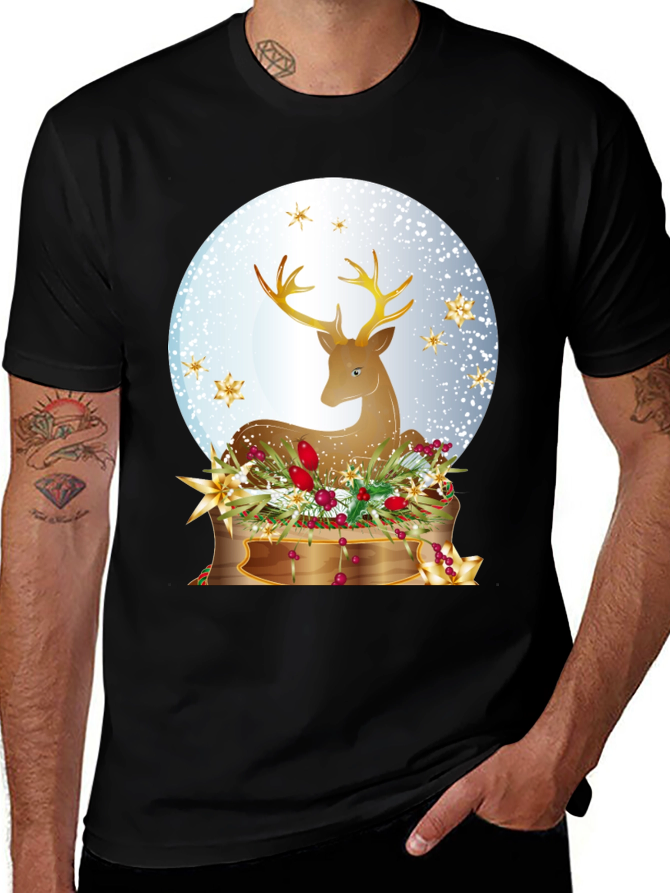 Variant 10 of Festive Deer Graphic T-Shirt - Holiday Season Apparel