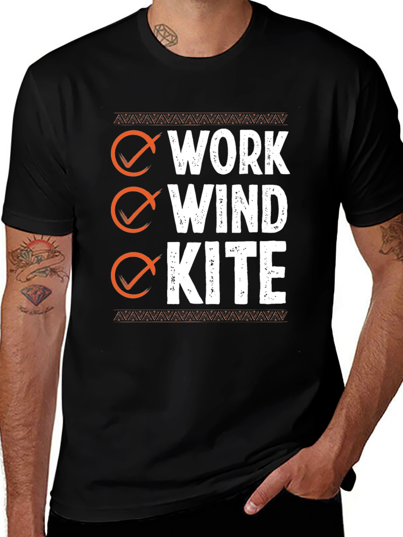 Black Work Wind Kite T-Shirt - Black Graphic Tee main image