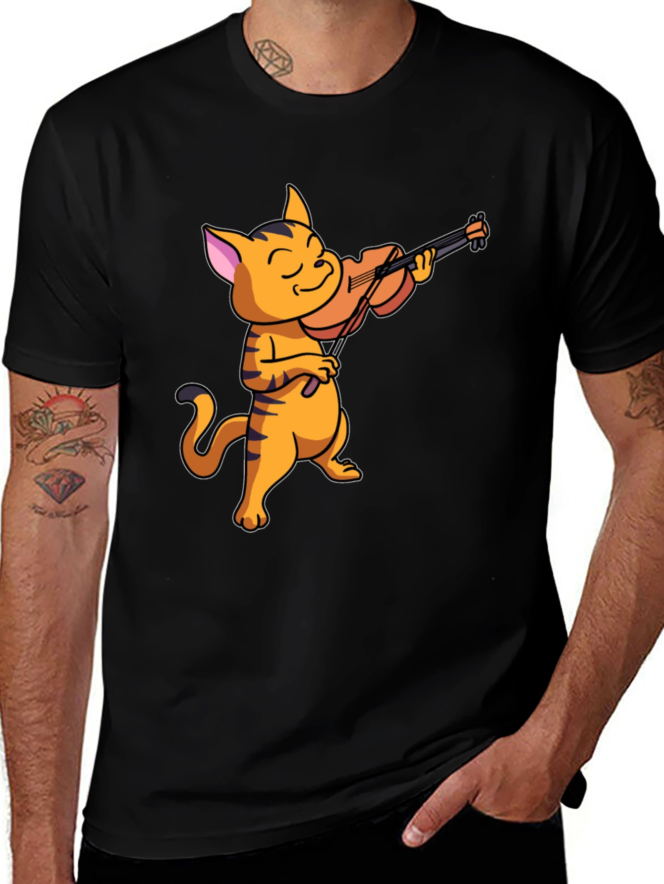 Variant 25 of Cat Playing Violin Graphic T-Shirt