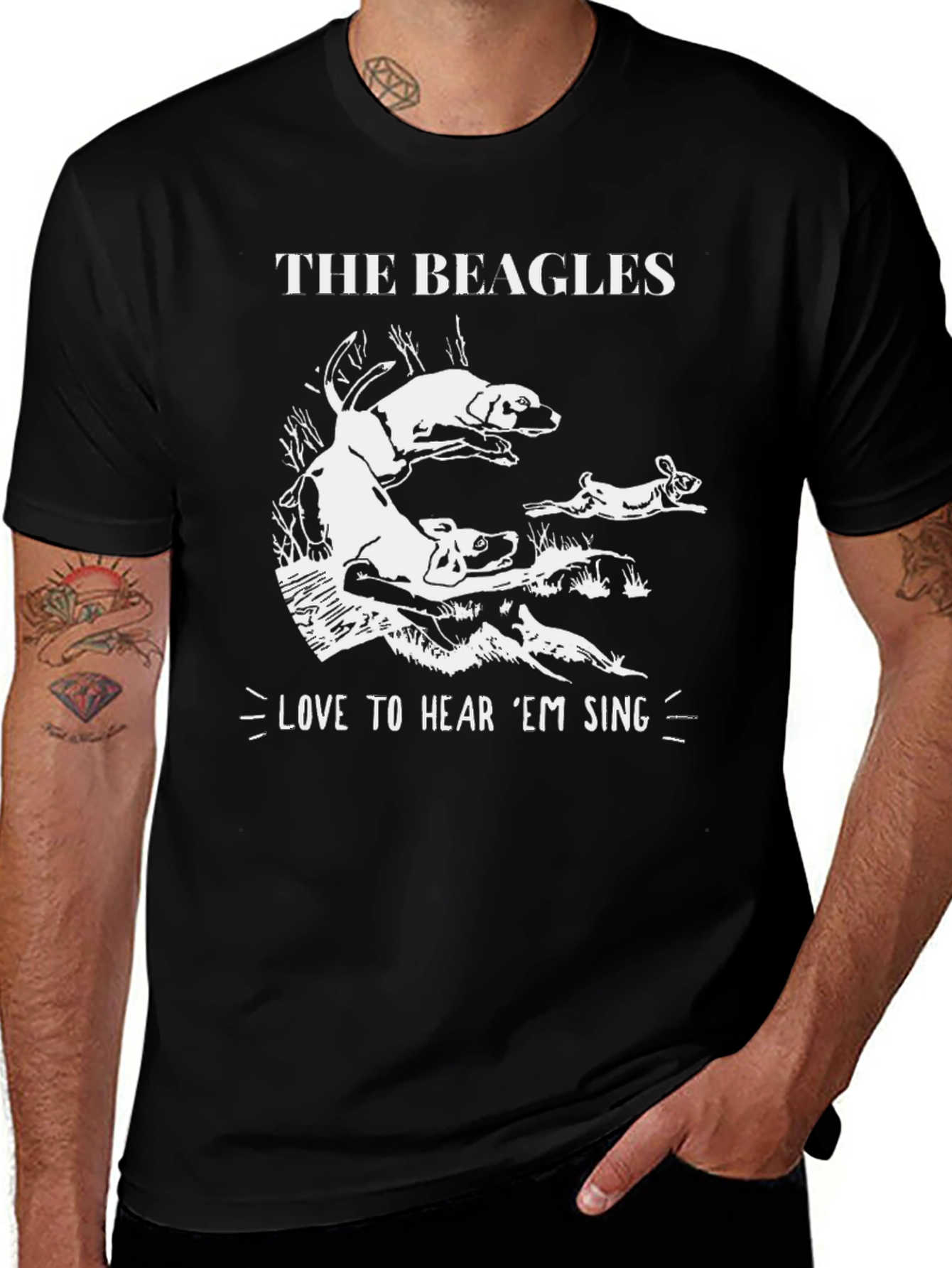 Variant 28 of The Beagles Men's Graphic T-Shirt - Hear 'Em Sing!