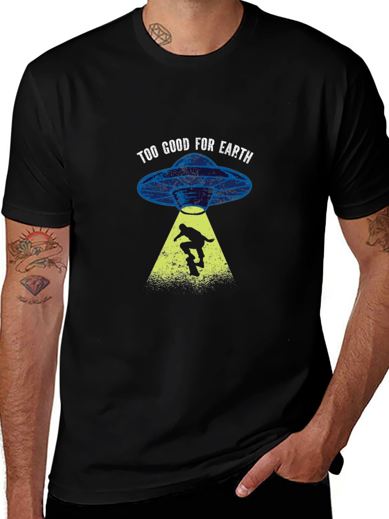 Variant 4 of Too Good For Earth Skateboard Alien Abduction T-Shirt