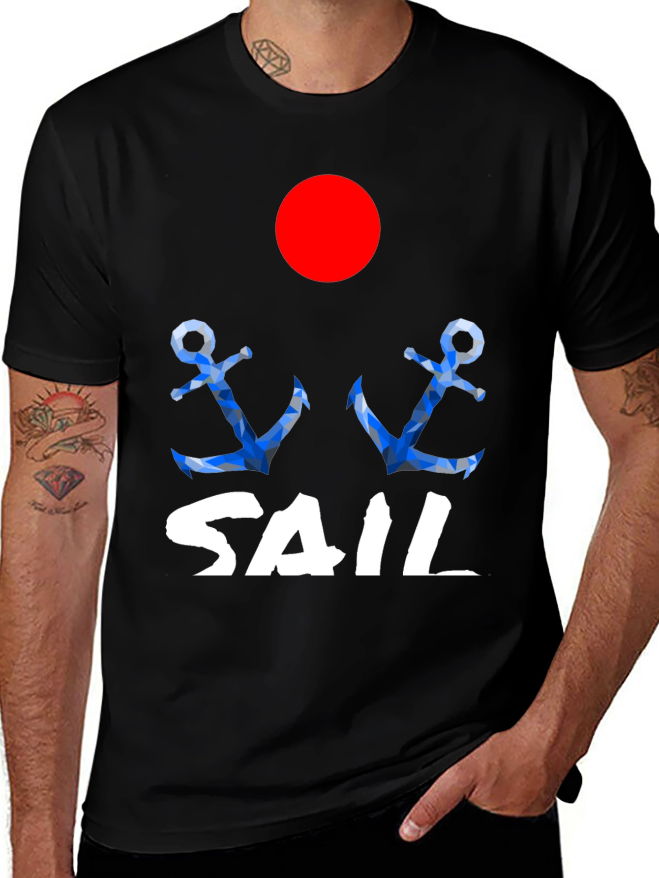 Nautical Sailor T-Shirt: Anchor & 'SAIL' Graphic Tee
