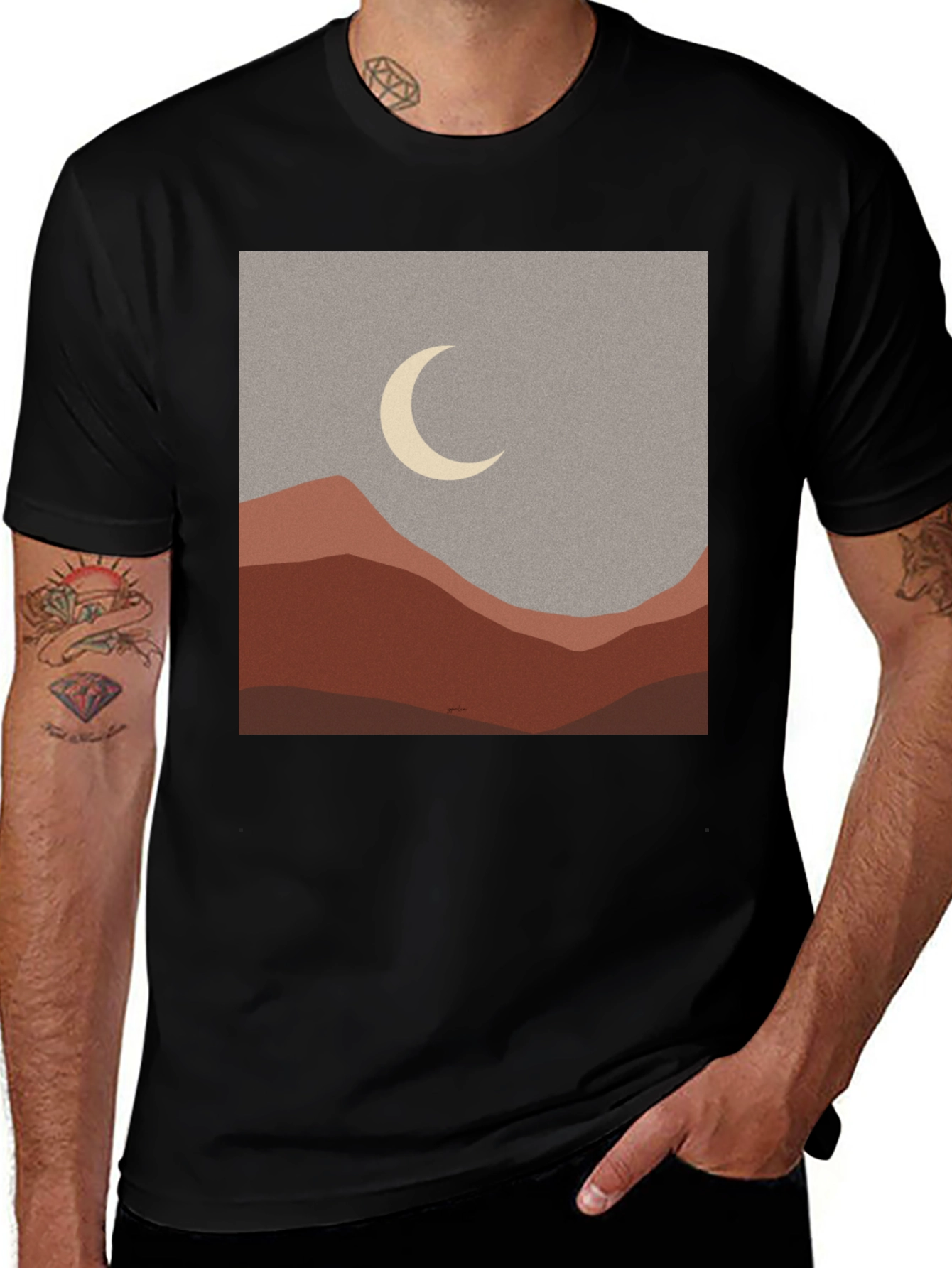 Variant 15 of Moonlit Desert T-Shirt - Minimalist Graphic Tee