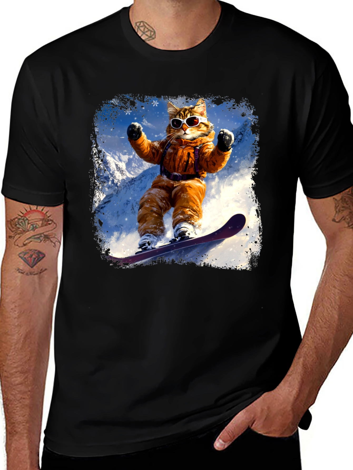 Variant 4 of Cat Snowboarding T-Shirt