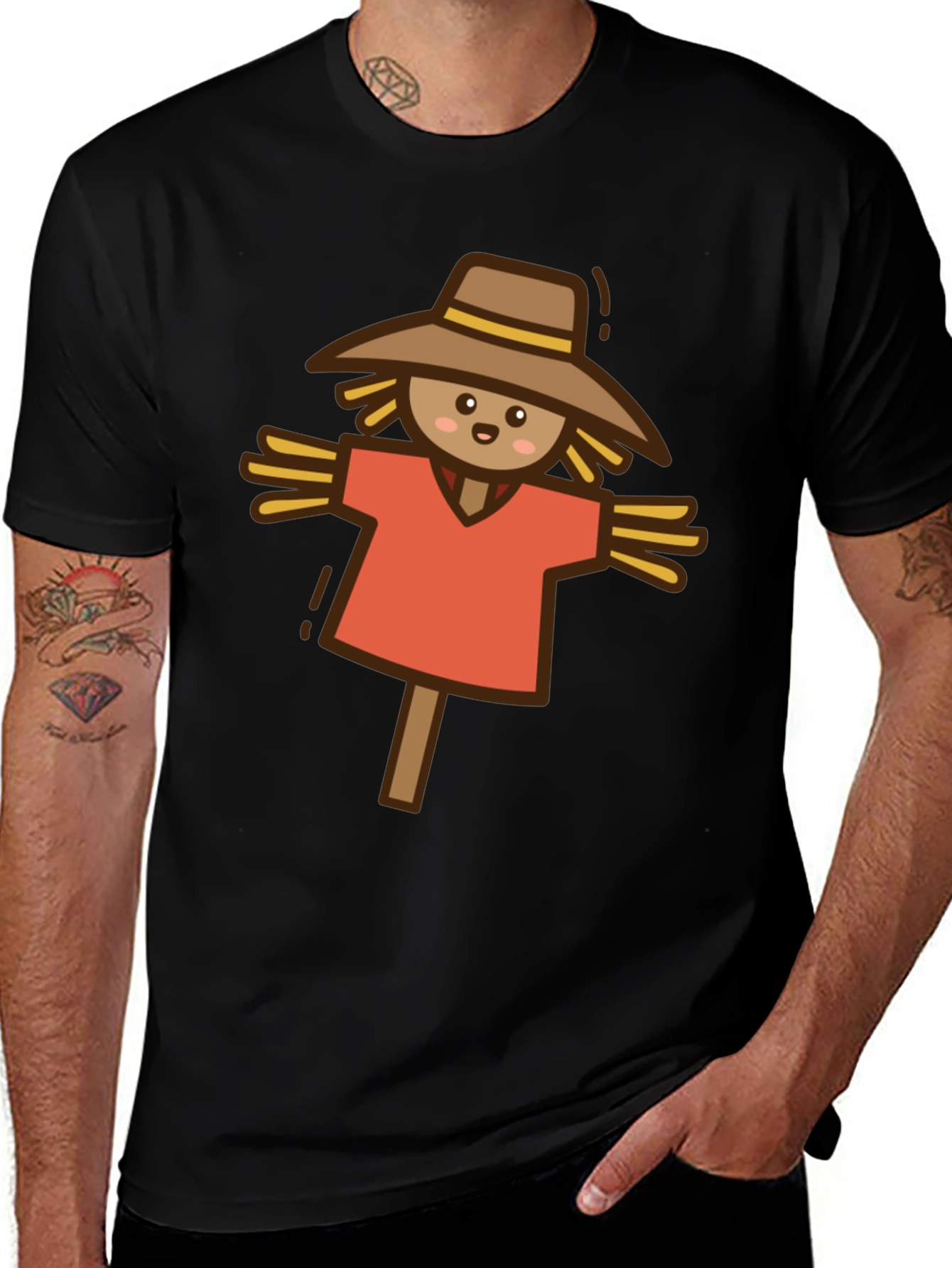 Variant 3 of Cute Scarecrow Graphic Tee - Fall Fun